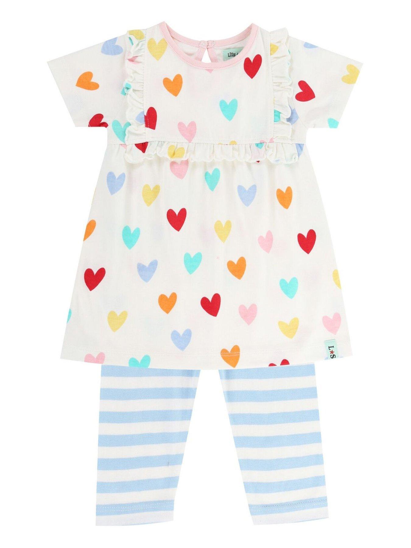 Image of Lilly + Sid Baby Girls Heart Print Dress & Leggings Set - Multi