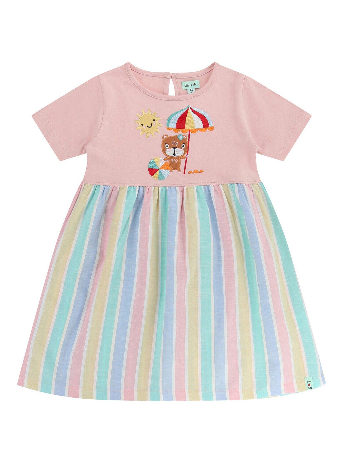 Image 1 of 4 of Lilly + Sid Girls Fabric Mix Dress - Multi