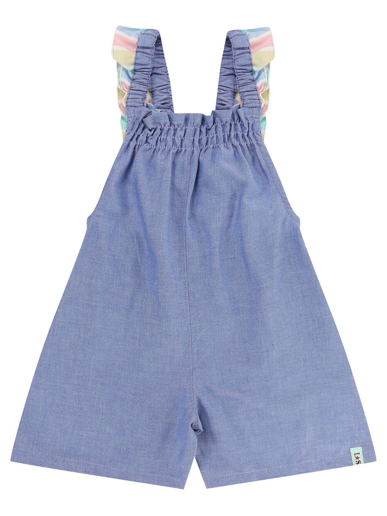 undefined Girls Stripe Chambray Playsuit - Multi
