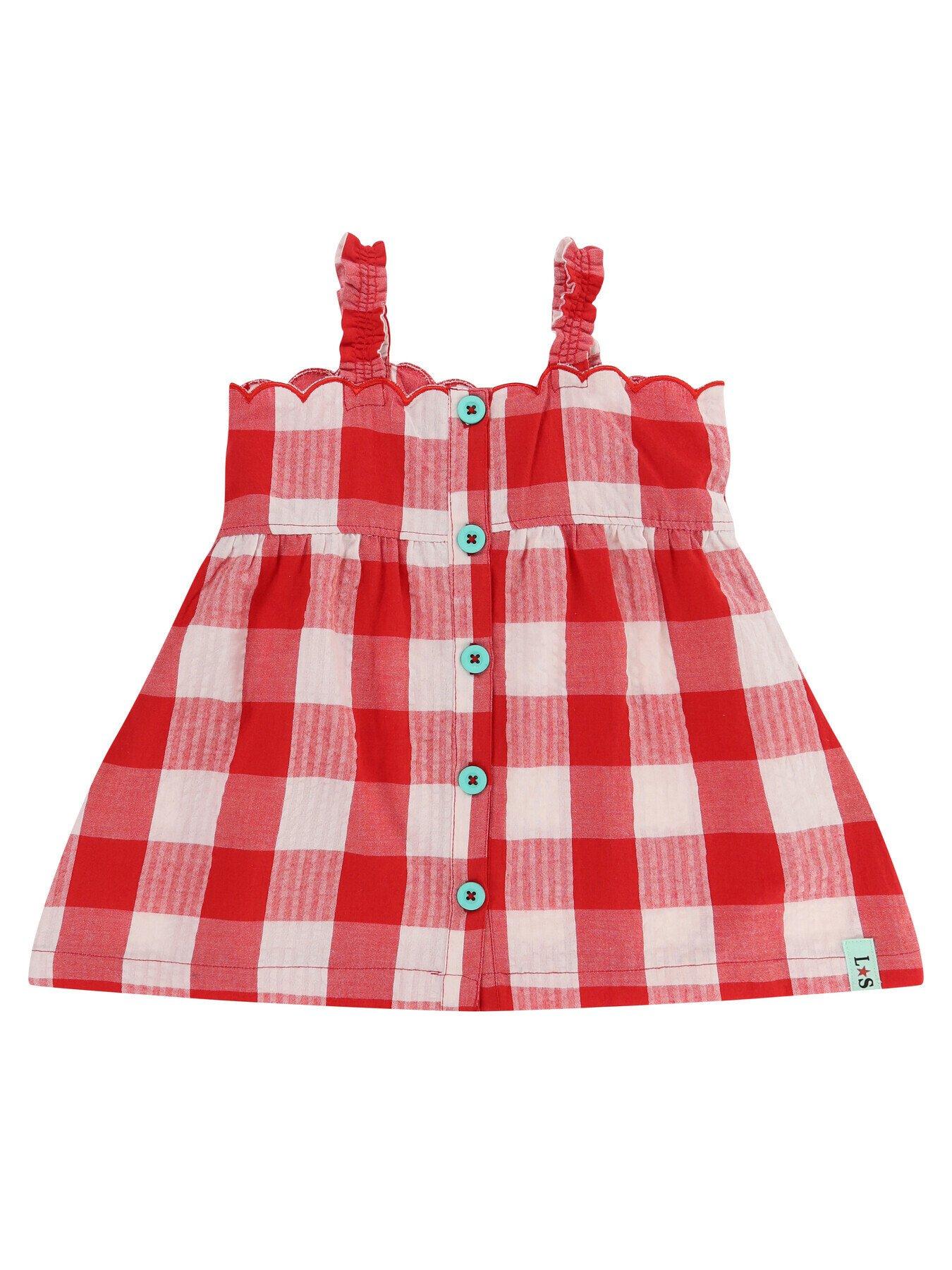 Image 2 of 5 of Lilly + Sid Girls Red Gingham Short Set - Multi
