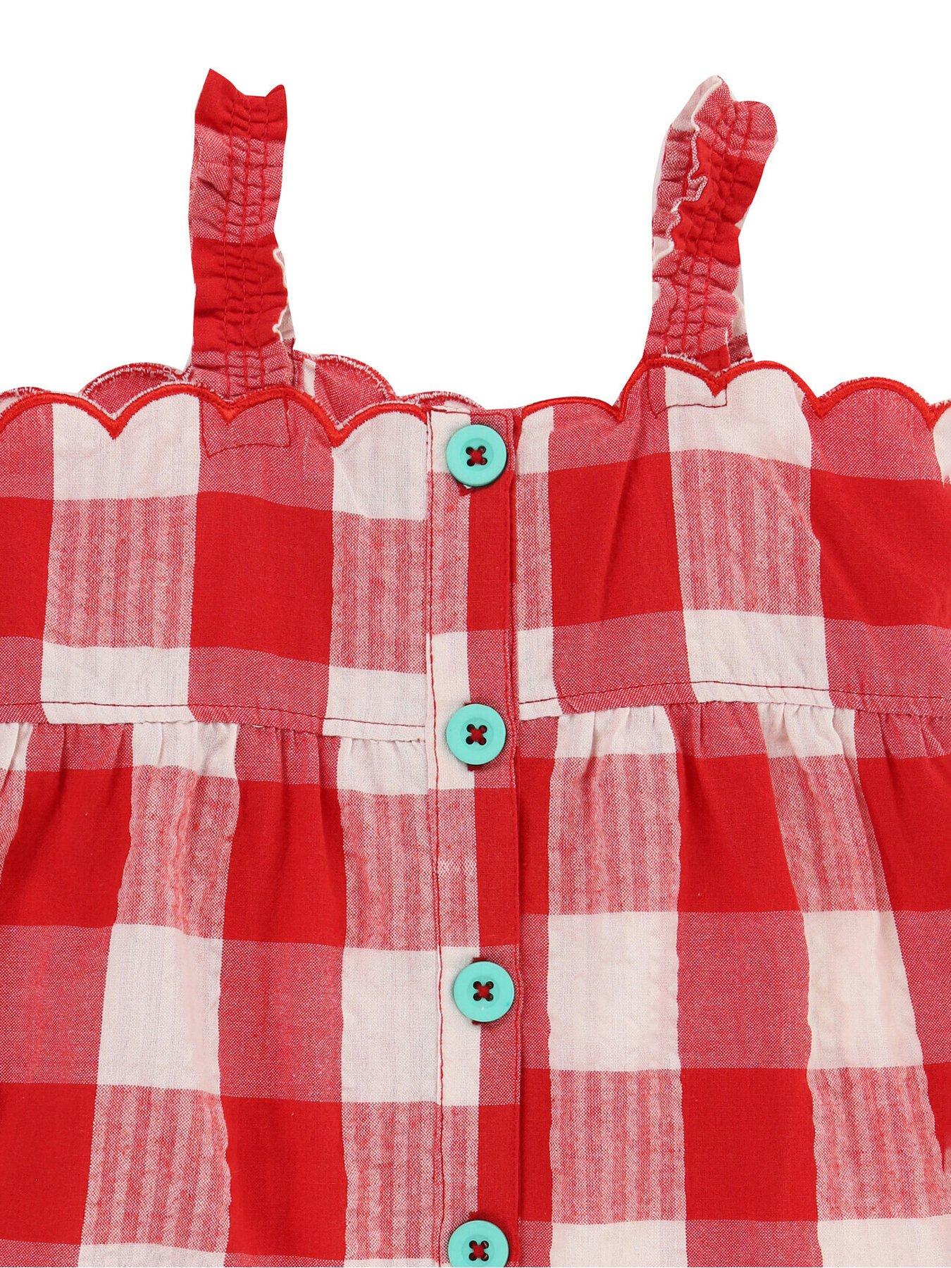Image 3 of 5 of Lilly + Sid Girls Red Gingham Short Set - Multi