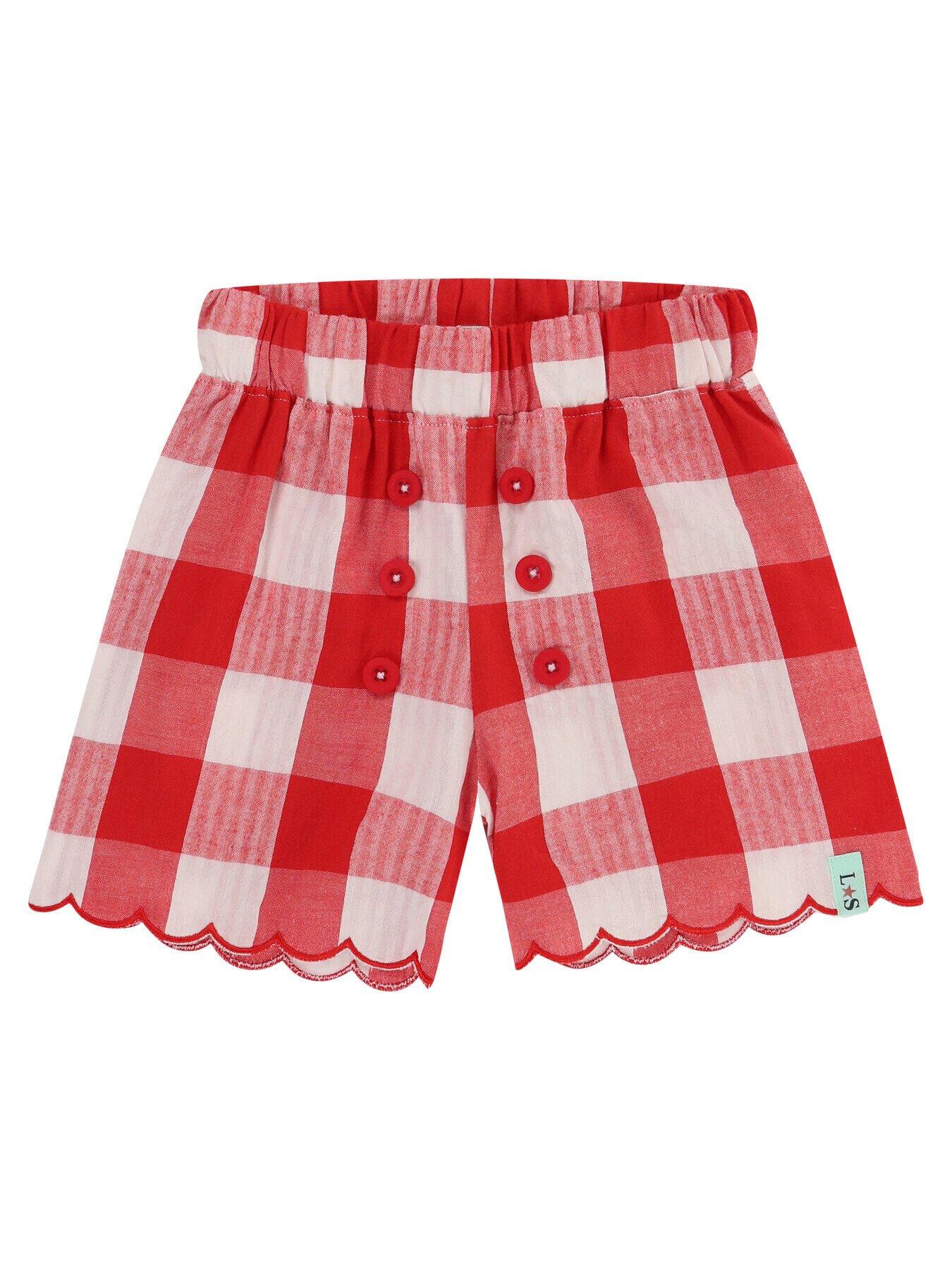 Image 4 of 5 of Lilly + Sid Girls Red Gingham Short Set - Multi