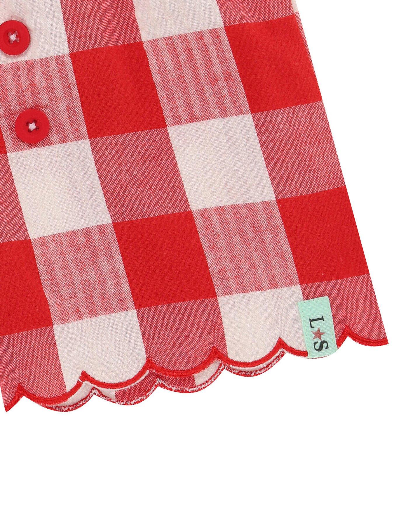 Image 5 of 5 of Lilly + Sid Girls Red Gingham Short Set - Multi