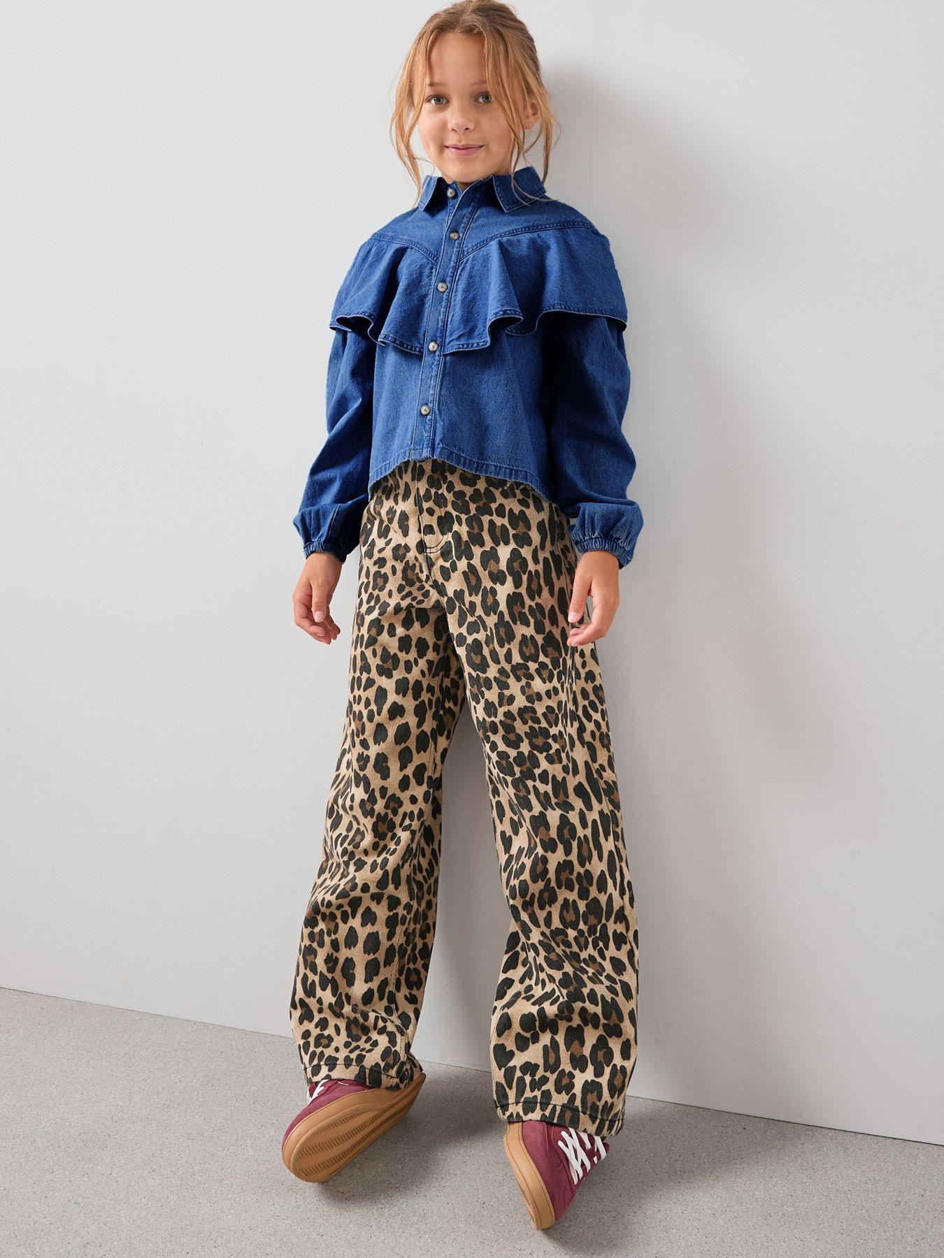 undefined Girls Frill Denim Shirt - Blue