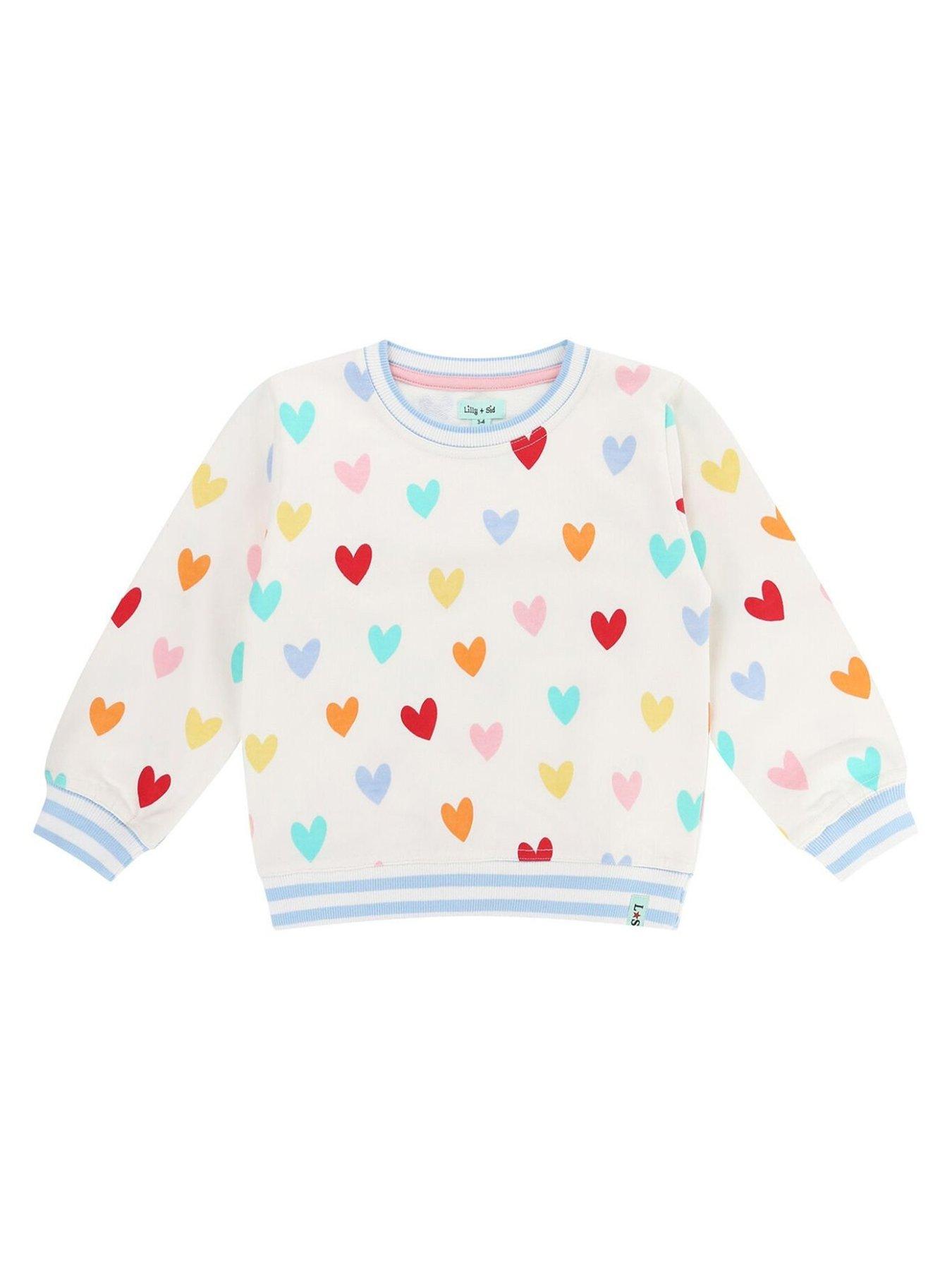 undefined Girls Heart Print Sweatshirt - Multi