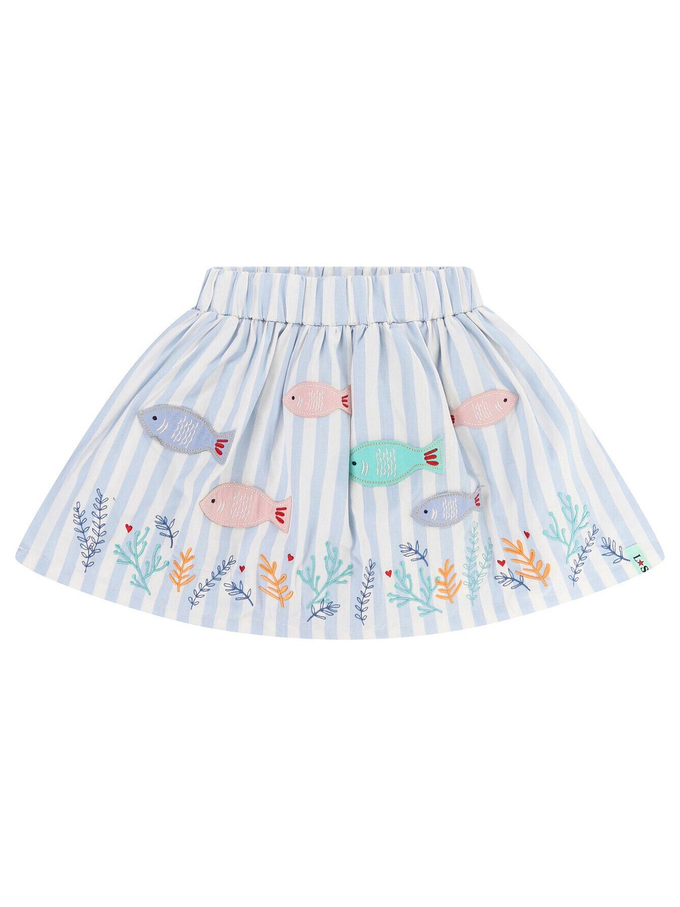 undefined Girls Fish Stripe Applique Skirt - Multi