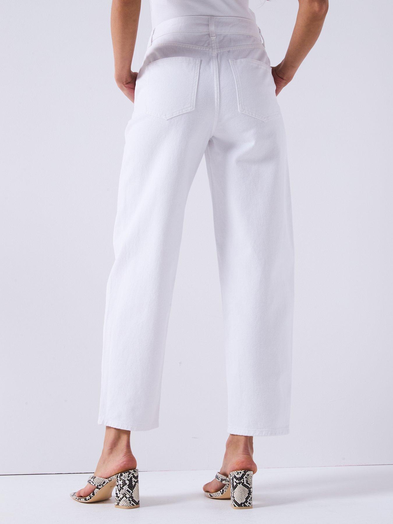 Image 2 of 6 of V by Very Barrel Leg Jeans - White