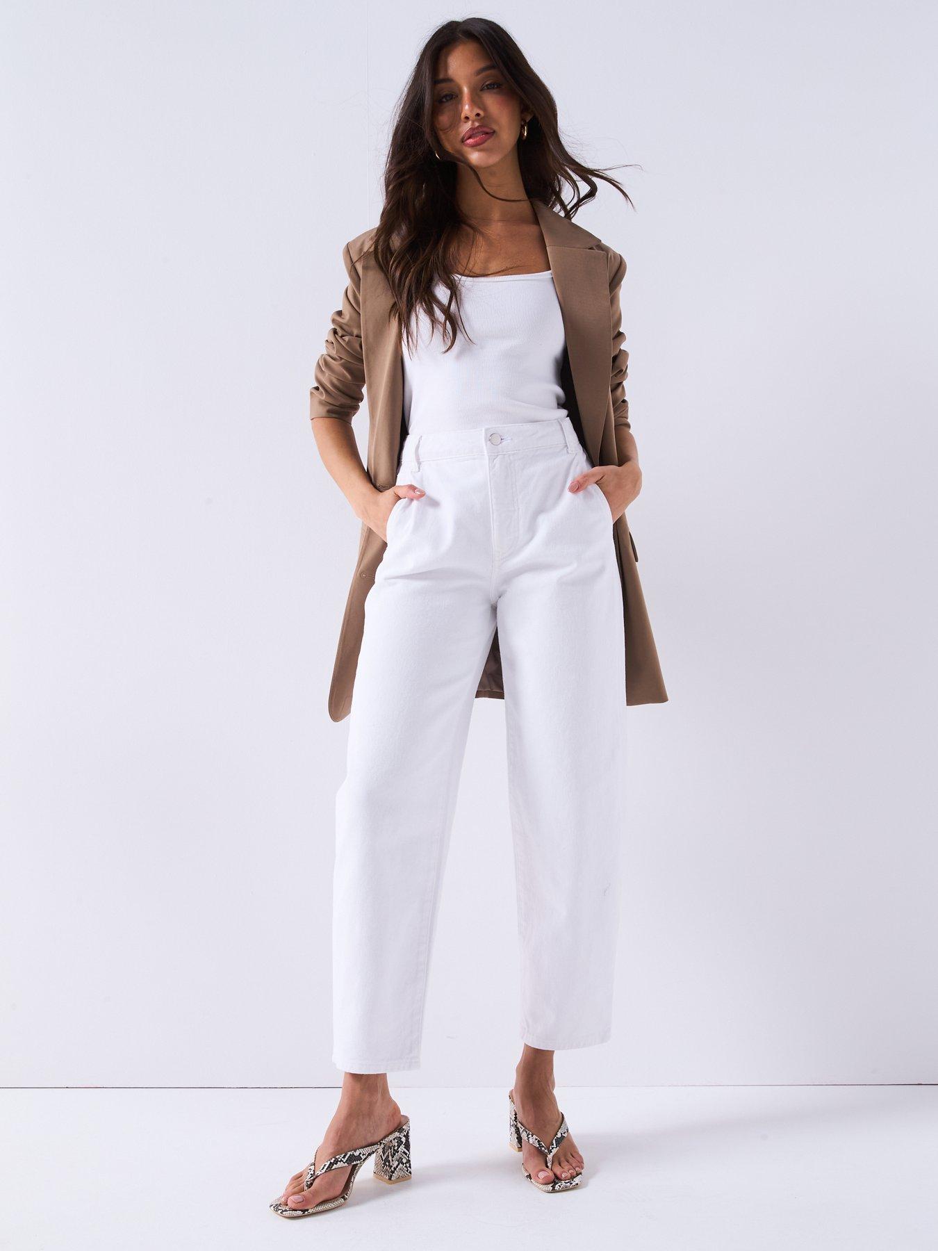 Image 6 of 6 of V by Very Barrel Leg Jeans - White