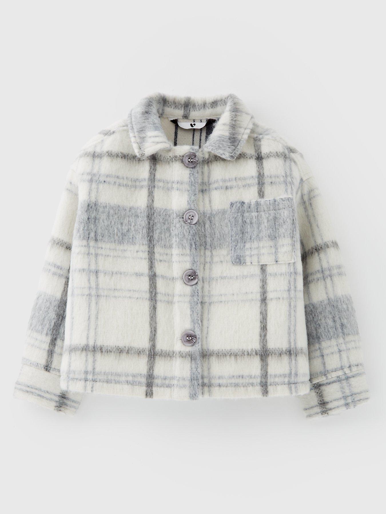V by Very: Girls Check Jacket - Grey