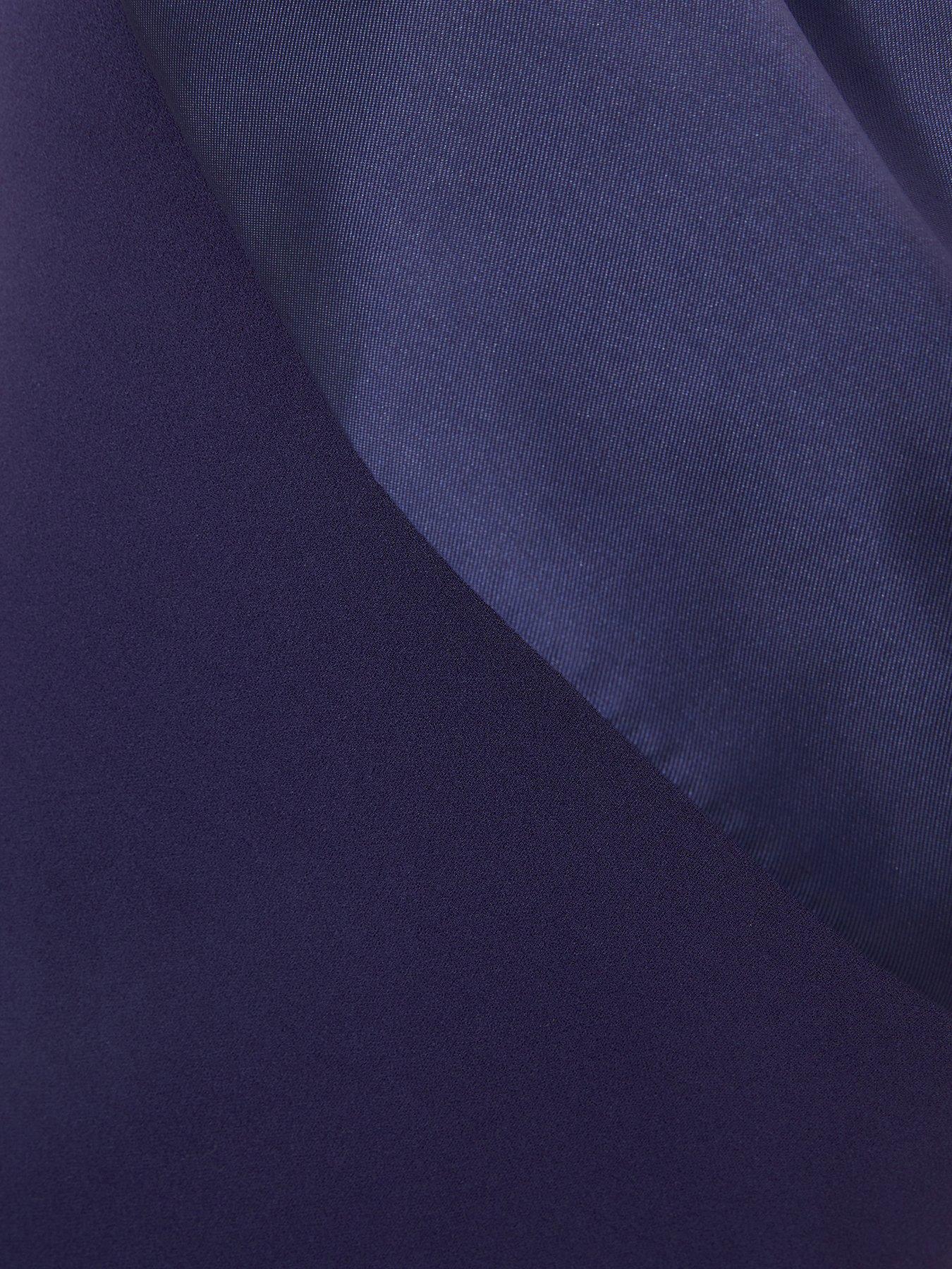 Image 6 of 6 of Quiz Curve Navy One Shoulder Maxi Dress