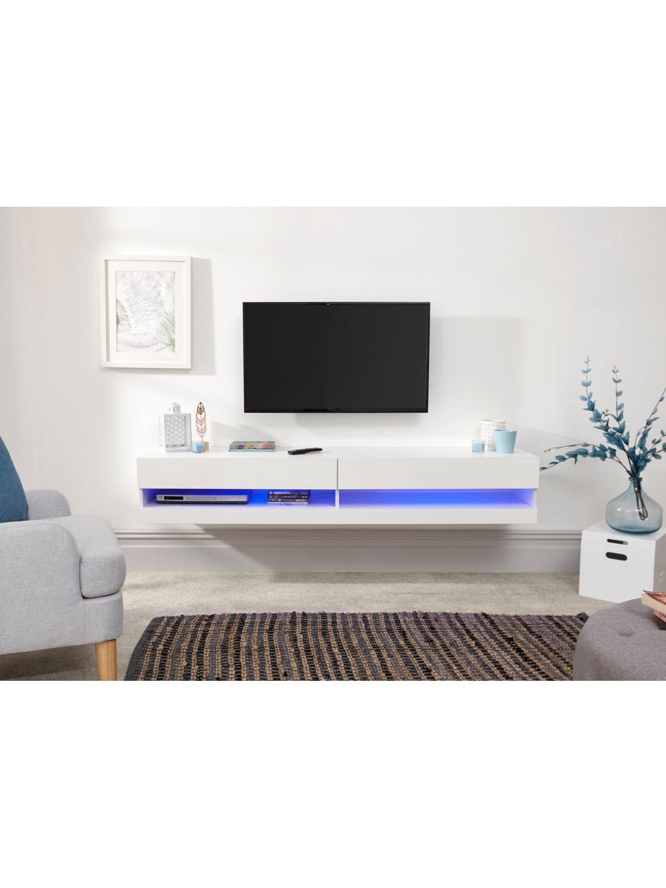 Image 4 of 6 of GFW Galicia 180 cm TV Unit + 2 Shelf Units with LED Lights - fits up to 80&nbsp;inch TV - White