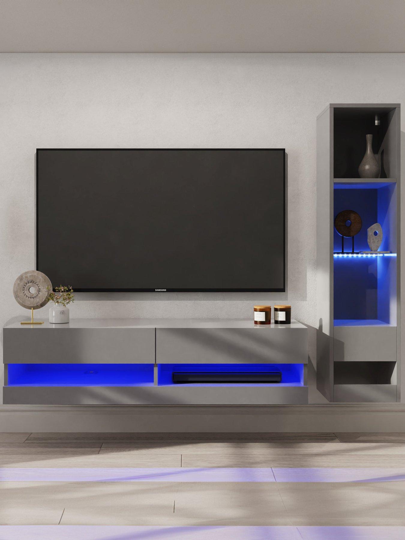 Image 1 of 6 of GFW Galicia 120 Cms Tv Unit + 1 Shelf Unit - Fits up to 55 inch TV - Grey