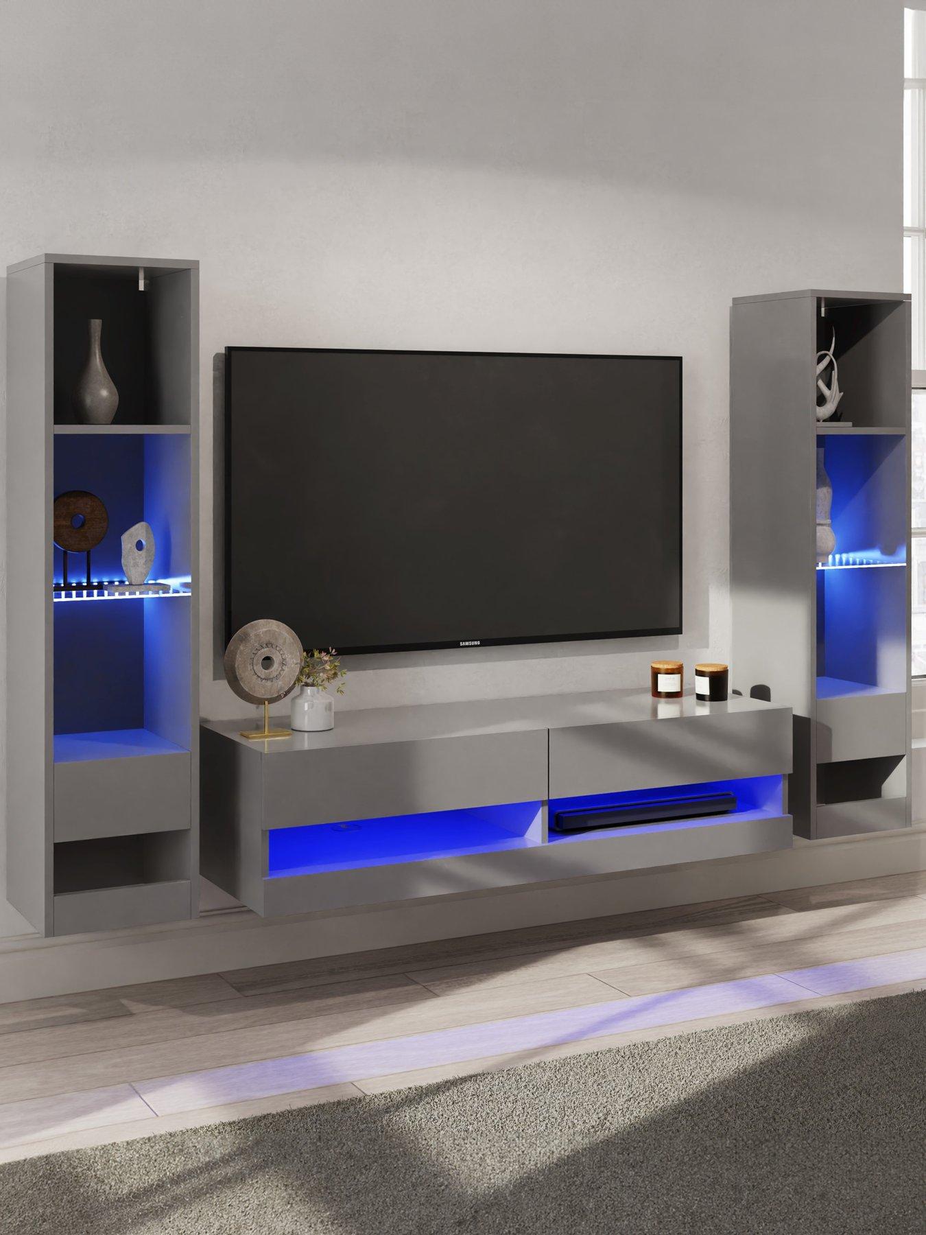 undefined Galicia 120 Cms Tv Unit + 2 Shelf Units - Fits up to 55 inch TV - Grey