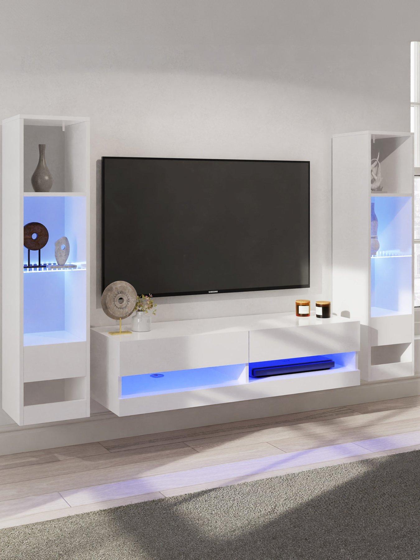 undefined Galicia 120 cm TV Unit + 2 Shelf Units - fits up to 55 inch TV - White