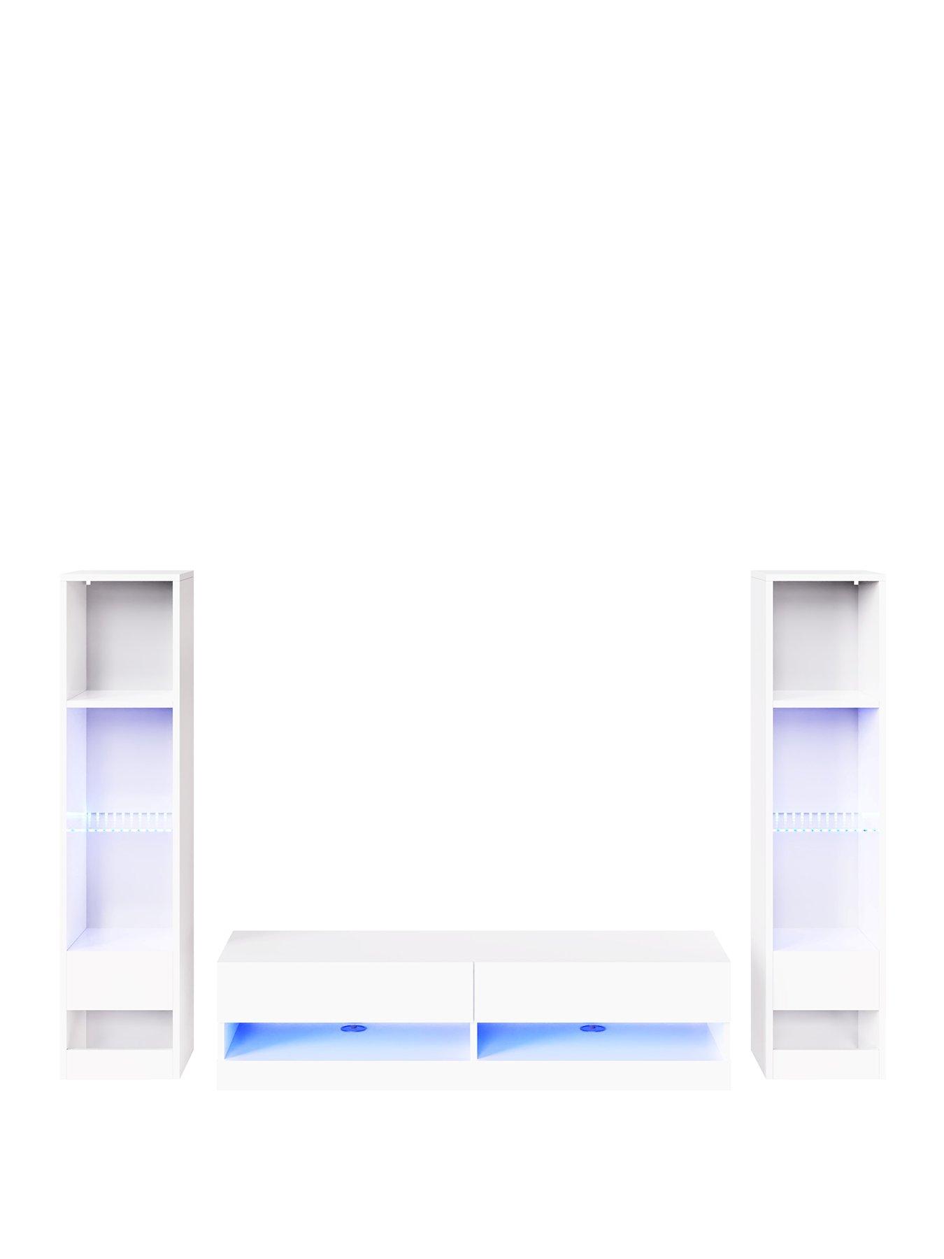 Image 2 of 7 of GFW Galicia 120 cm TV Unit + 2 Shelf Units - fits up to 55 inch TV - White