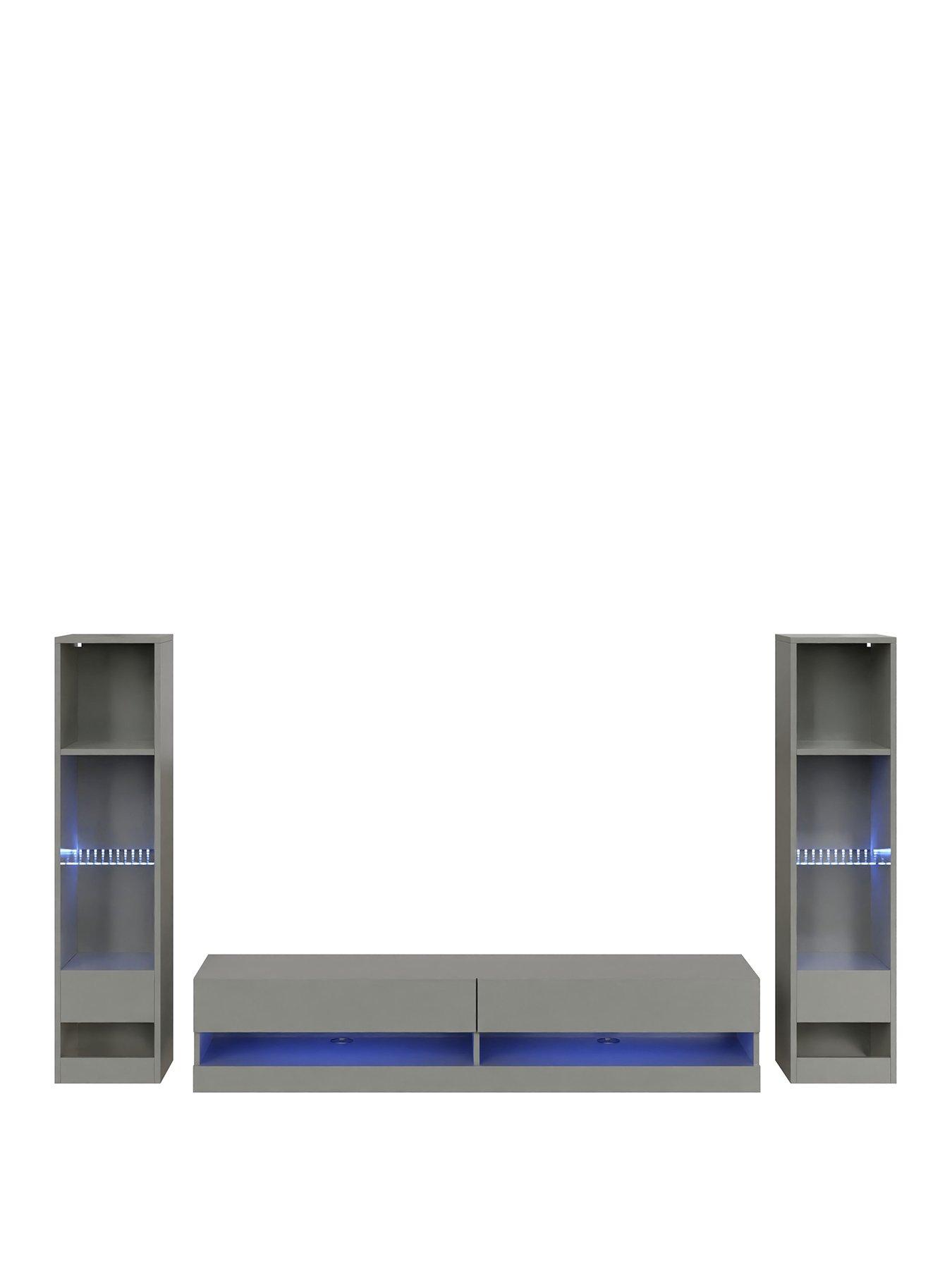 Image 2 of 6 of GFW Galicia 150 Cms Tv Unit + 2 Shelf Units - Fits up to 65 inch TV - Grey