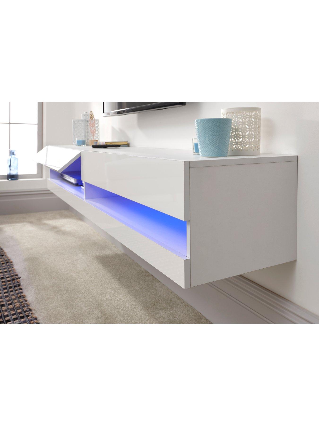 Image 7 of 7 of GFW Galicia 180 cm&nbsp;TV Unit +&nbsp;Shelf Unit with LED Lights&nbsp;- fits up to 80 inch TV - White