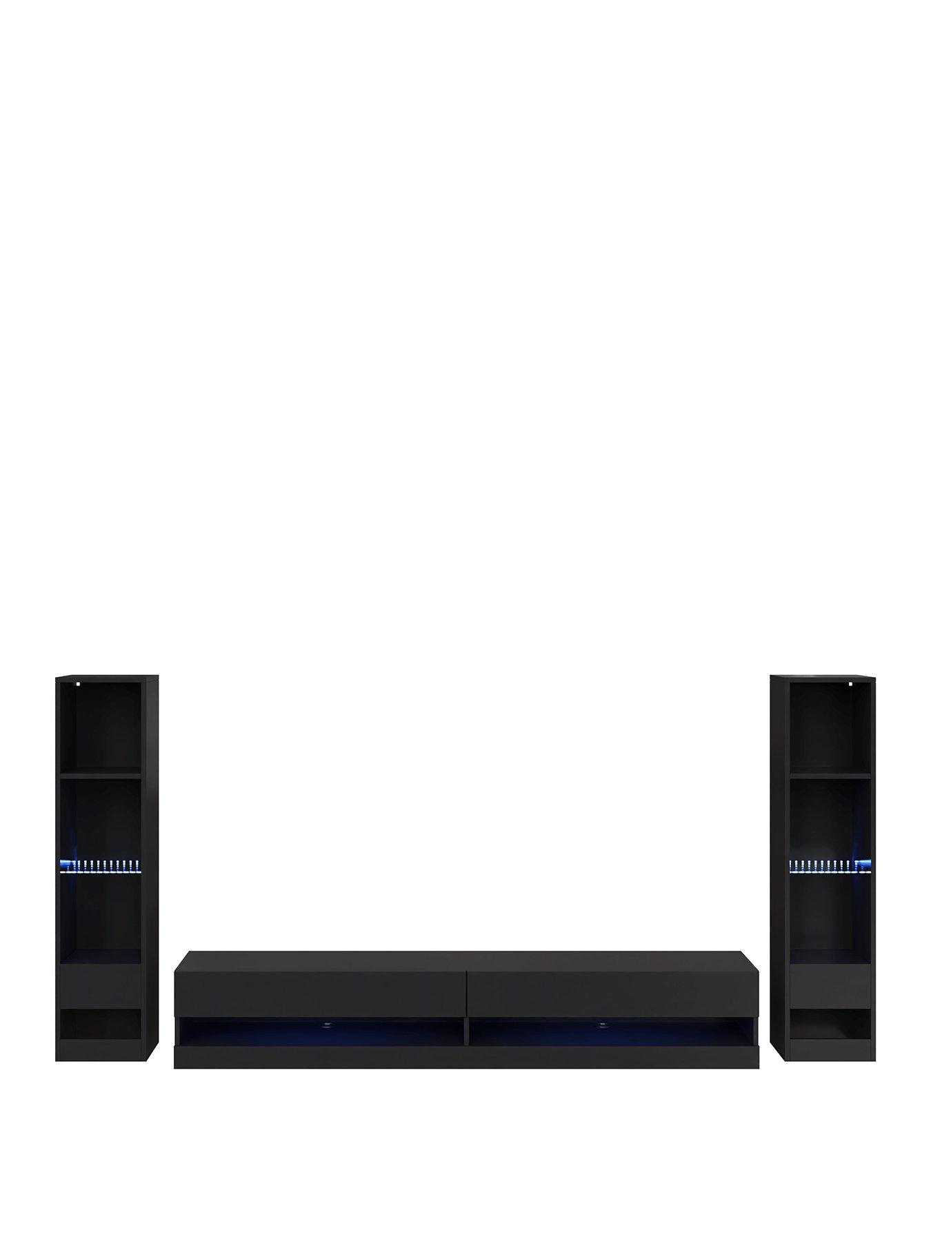 Image 2 of 5 of GFW Galicia 180 cm&nbsp;TV&nbsp;Unit + 2 Shelf Units - fits up to 80 inch TV - Black