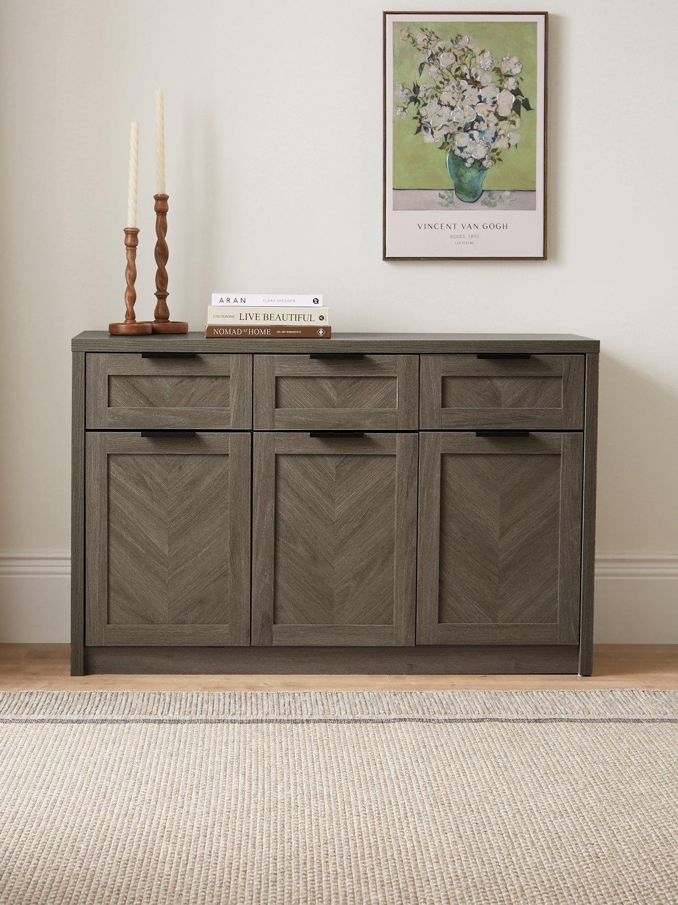 Very Home Chevry 3 Door, 3 Drawer Sideboard - Dark Oak