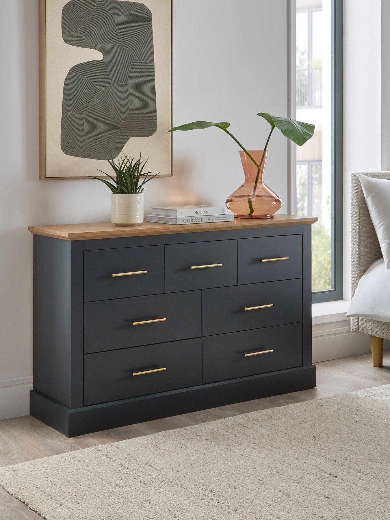 Very Home Shenfield 3 + 4 Drawer Chest - Graphite/Wood Effect - FSC® Certified