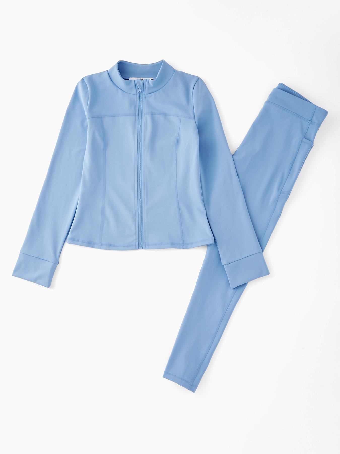 The Very Collection Girls Sports Legging And Zip Up Top Set - Blue