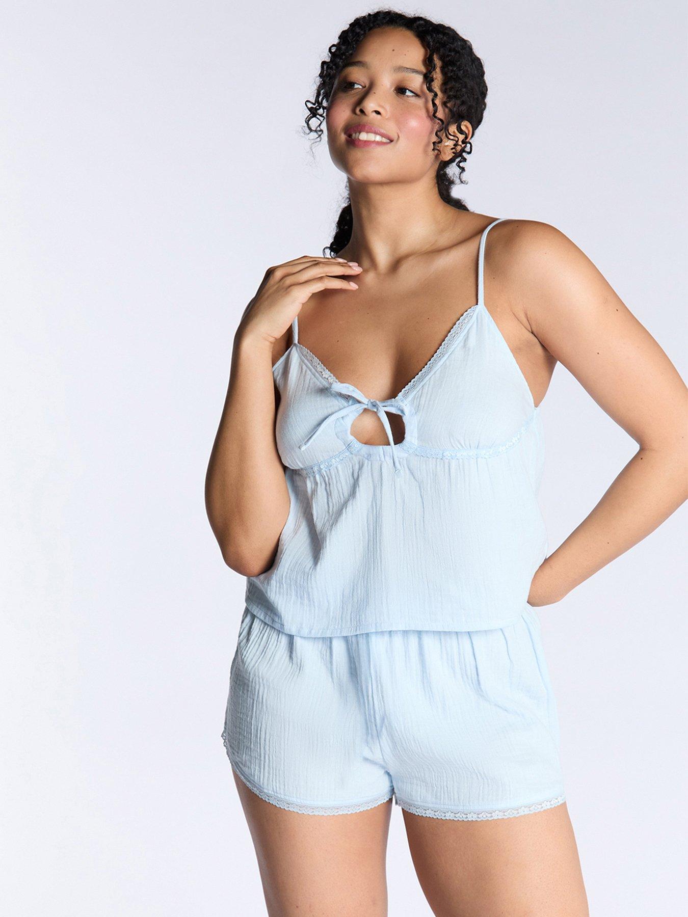 undefined Crinkle Cami and Short Pyjama Set - Powder
