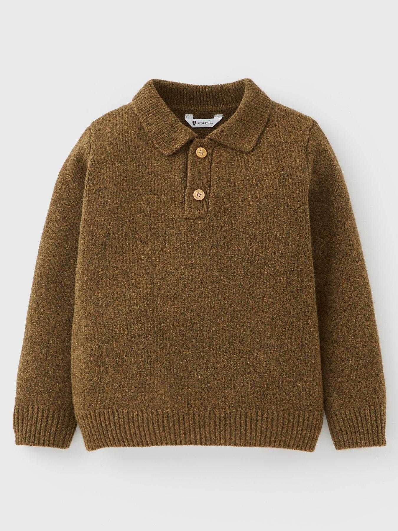 Mini V by Very Boys Knitted Polo Top - Green