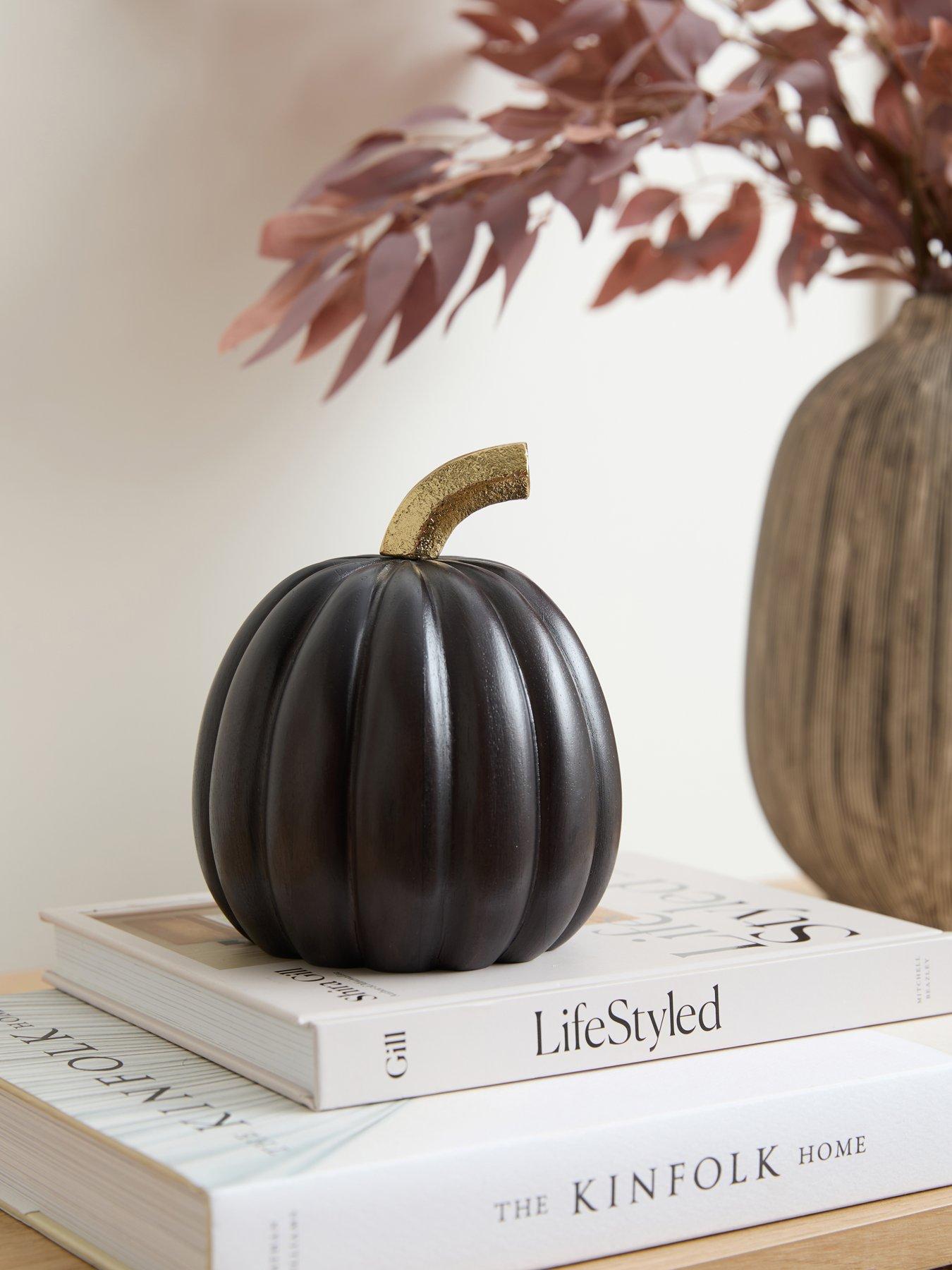 Very Home Large Wooden Pumpkin - Black 12.7cm