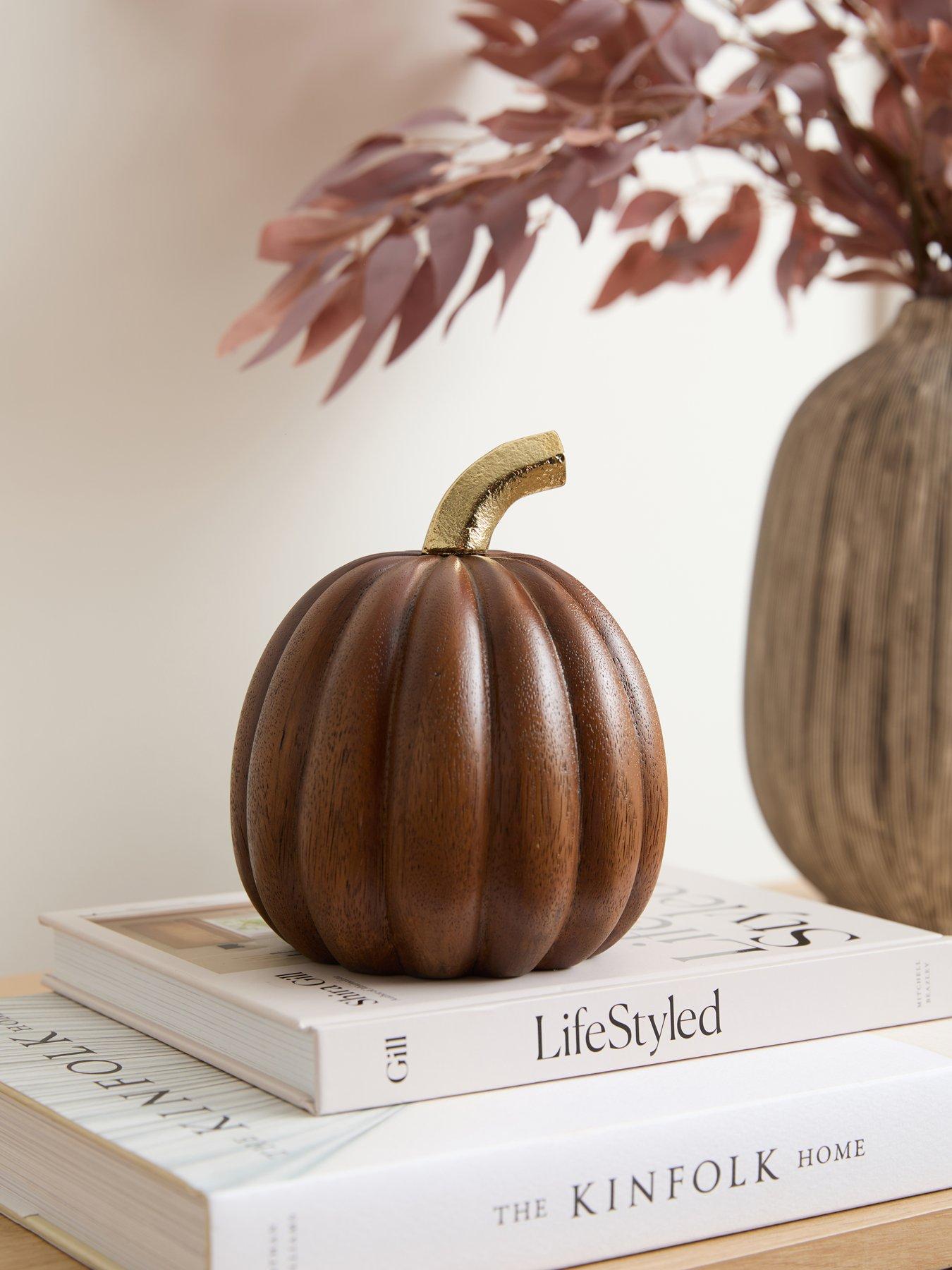 Very Home Large Wooden Pumpkin - Walnut 12.7cm