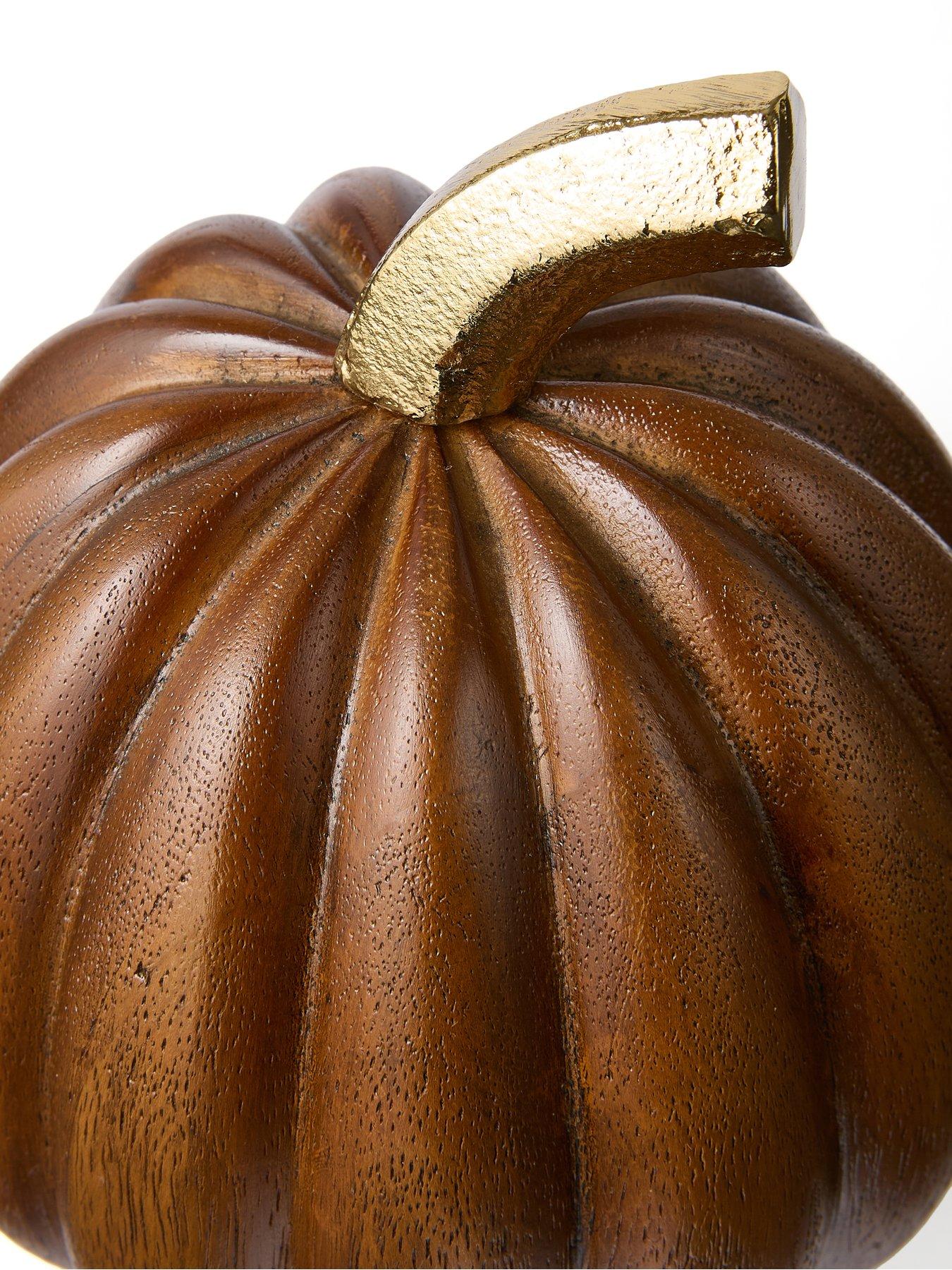 Image 3 of 4 of The Very Collection Large Wooden Pumpkin - Walnut 12.7cm