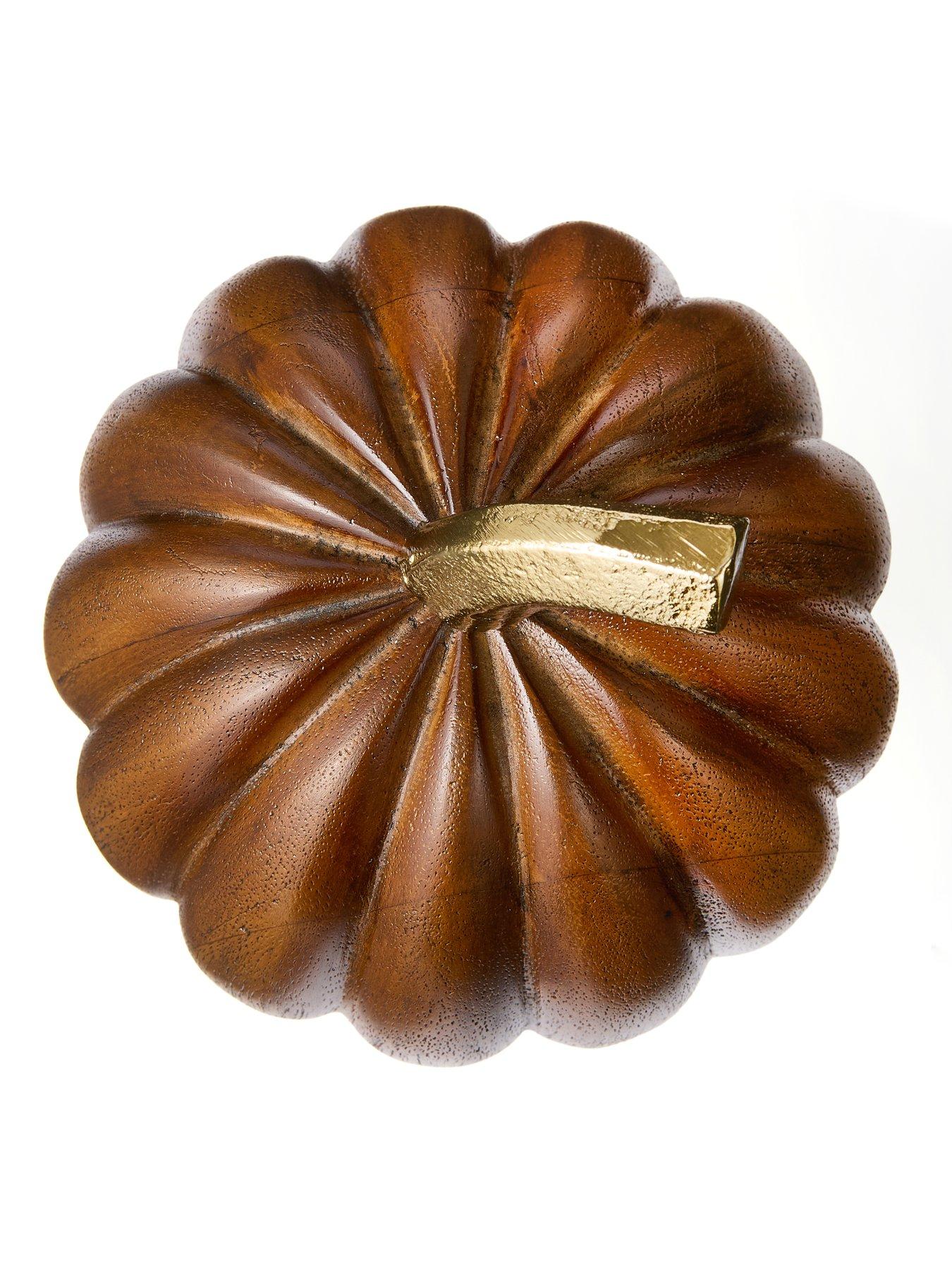 Image 4 of 4 of The Very Collection Large Wooden Pumpkin - Walnut 12.7cm