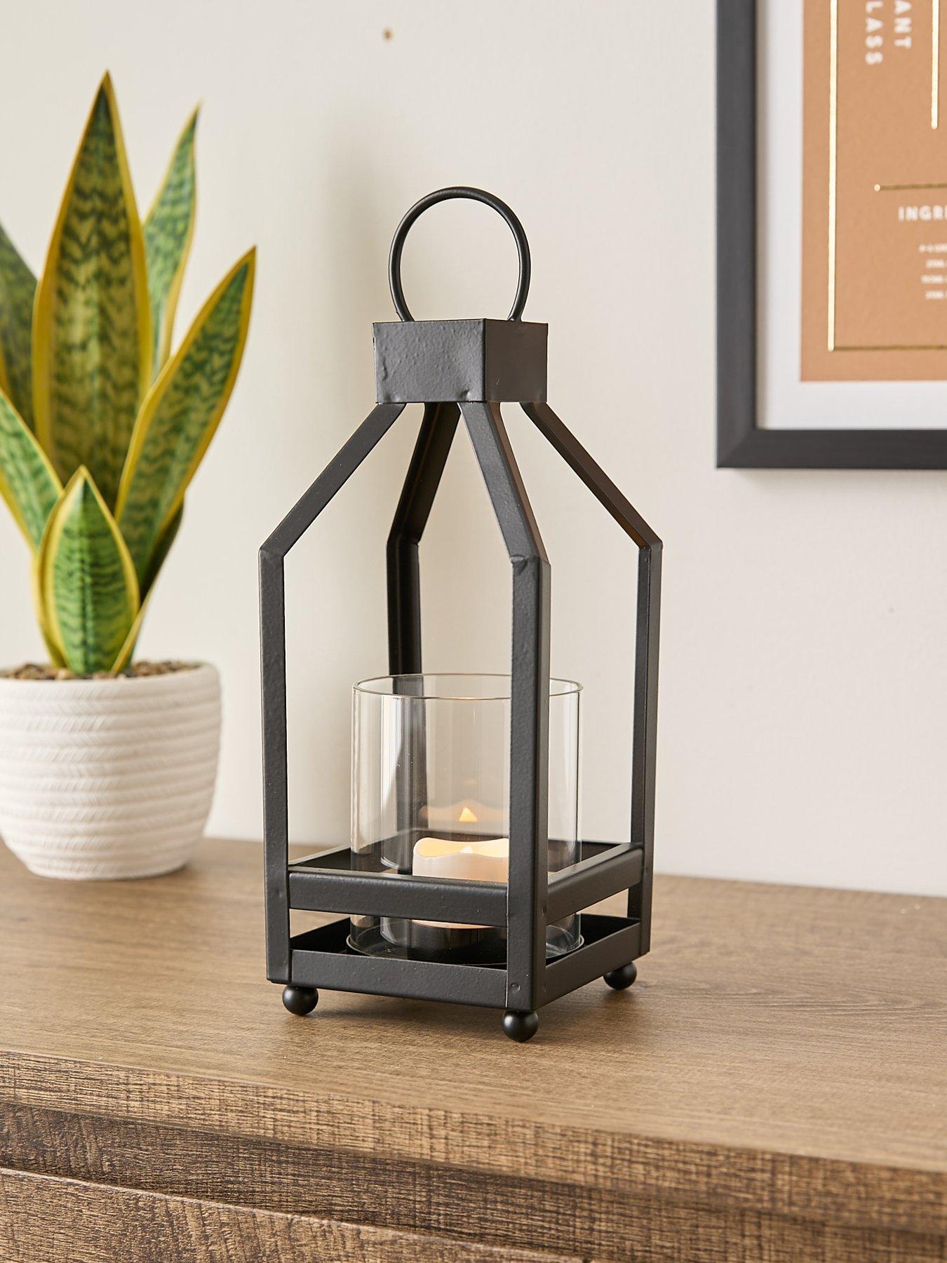 Very Home Lantern With Glass Hurricane Centre 10.1cm