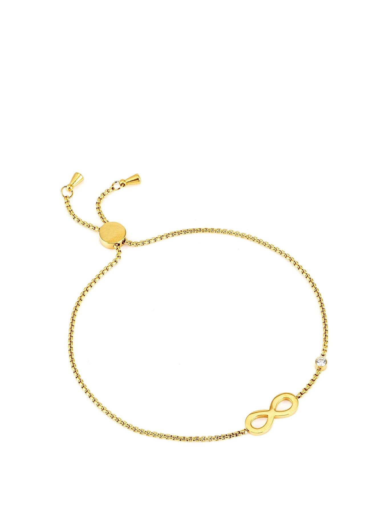 Say It With CZ Infinity Charm Bracelet - Yellow Gold