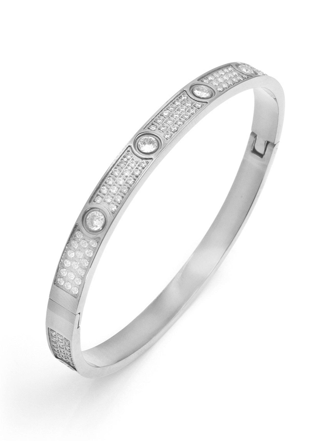Say It With Full CZ Stone Bangle - Silver