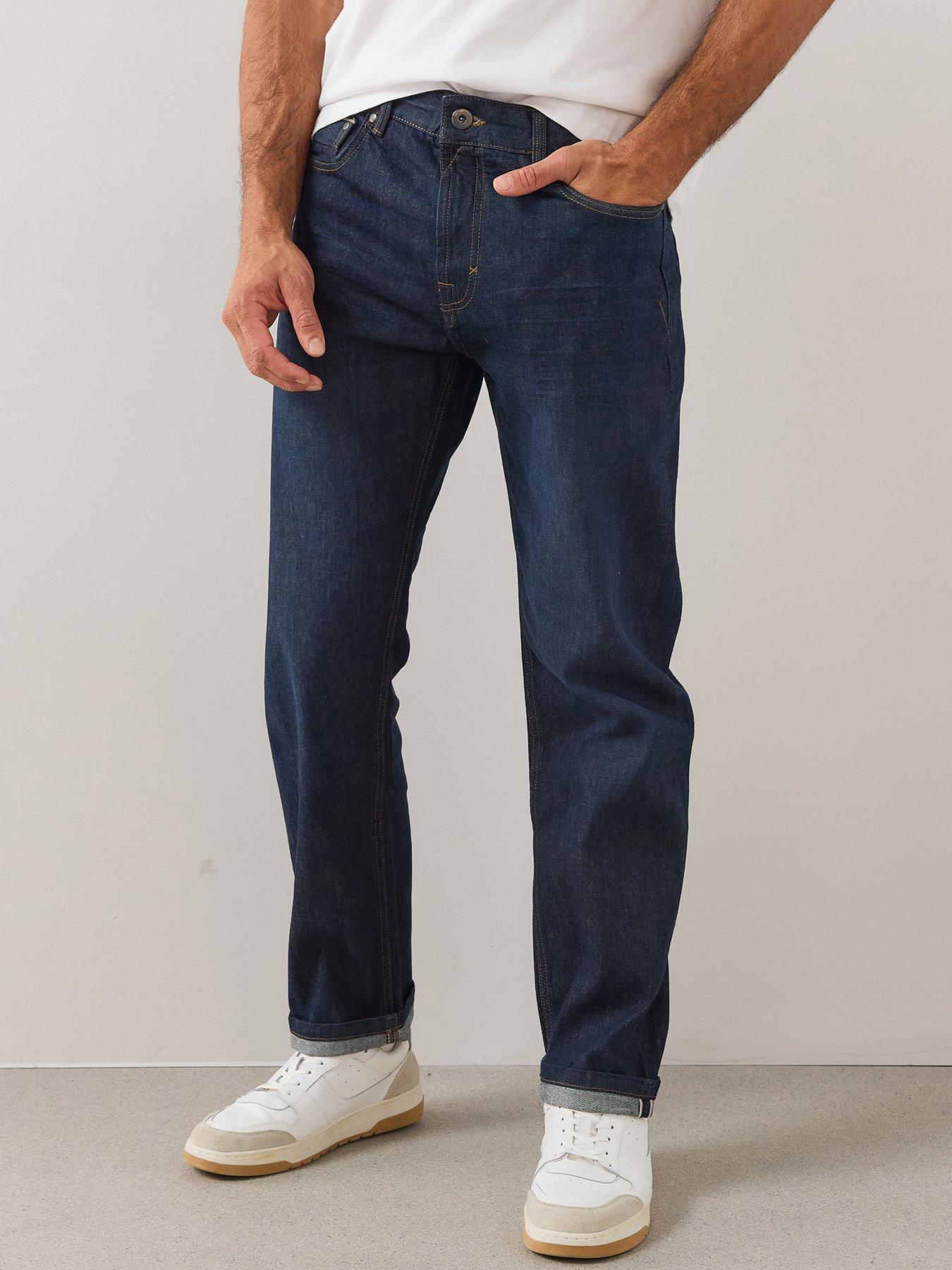 The Very Collection Rigid Selvedge Straight Fit Jeans - Mid Wash Blue ...