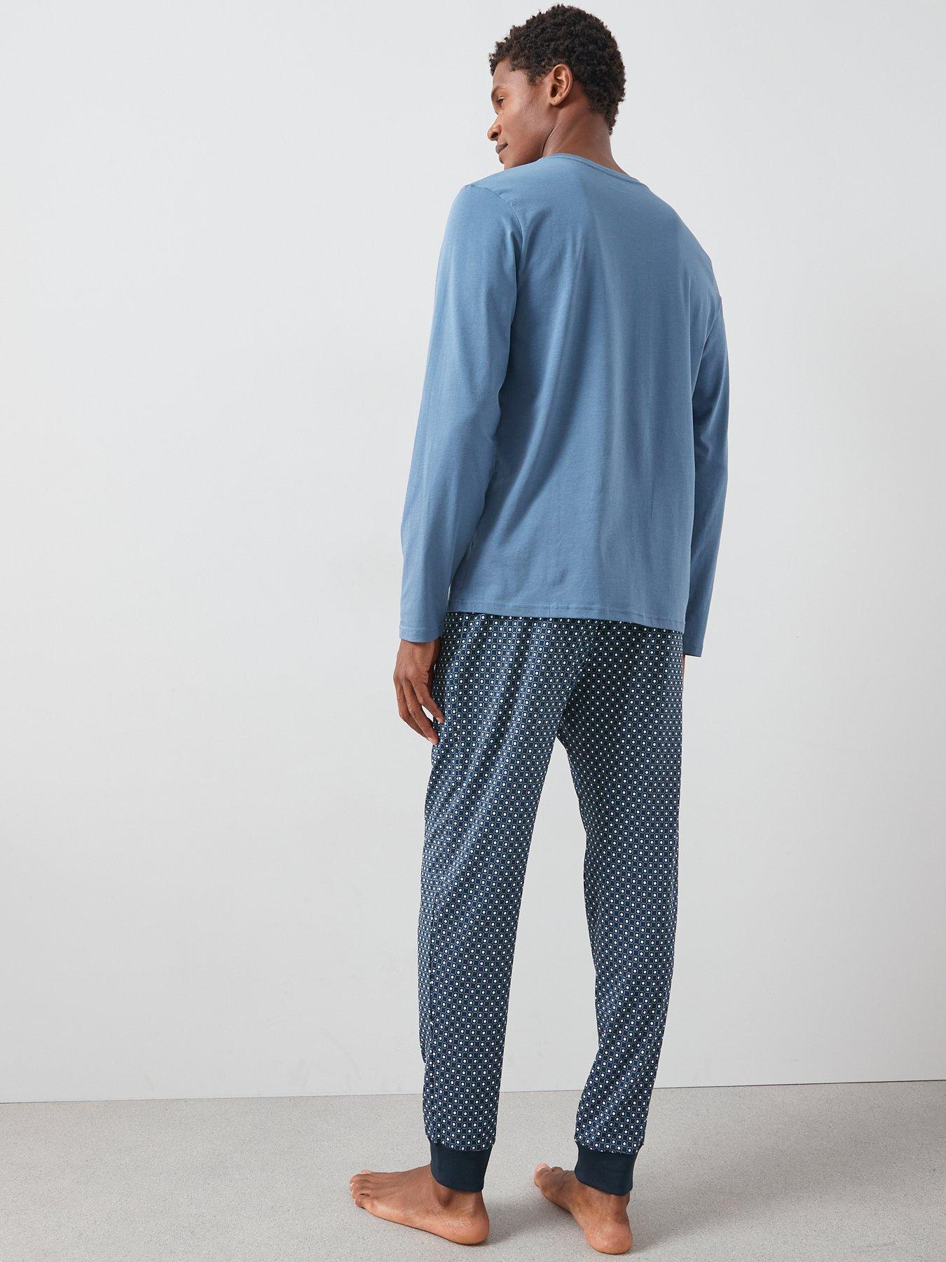 Image 2 of 6 of Very Man Geo Print Long Sleeve Pyjama Set - Navy