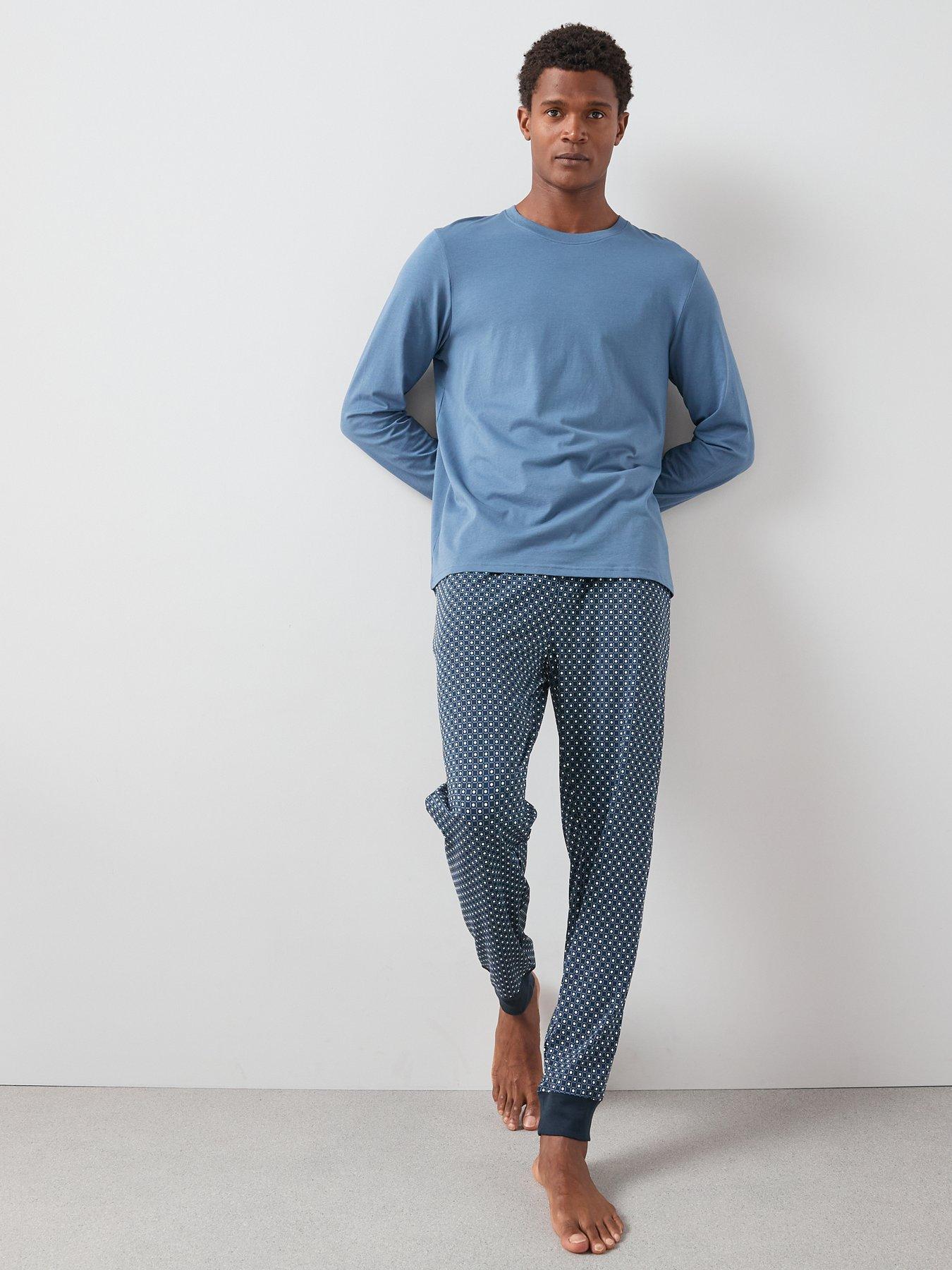 Image 3 of 6 of Very Man Geo Print Long Sleeve Pyjama Set - Navy