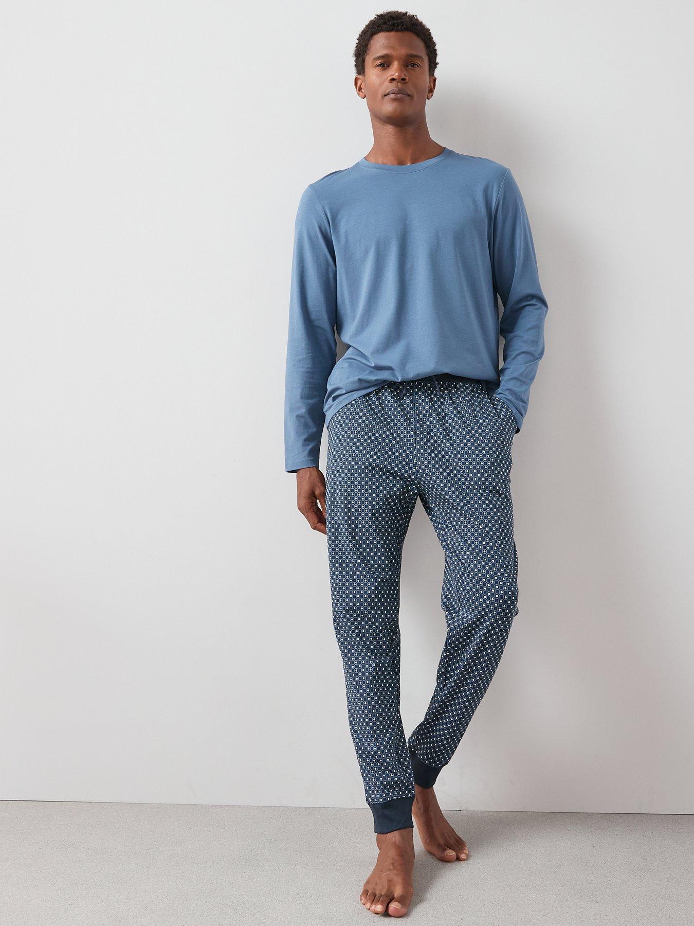 Image 4 of 6 of Very Man Geo Print Long Sleeve Pyjama Set - Navy