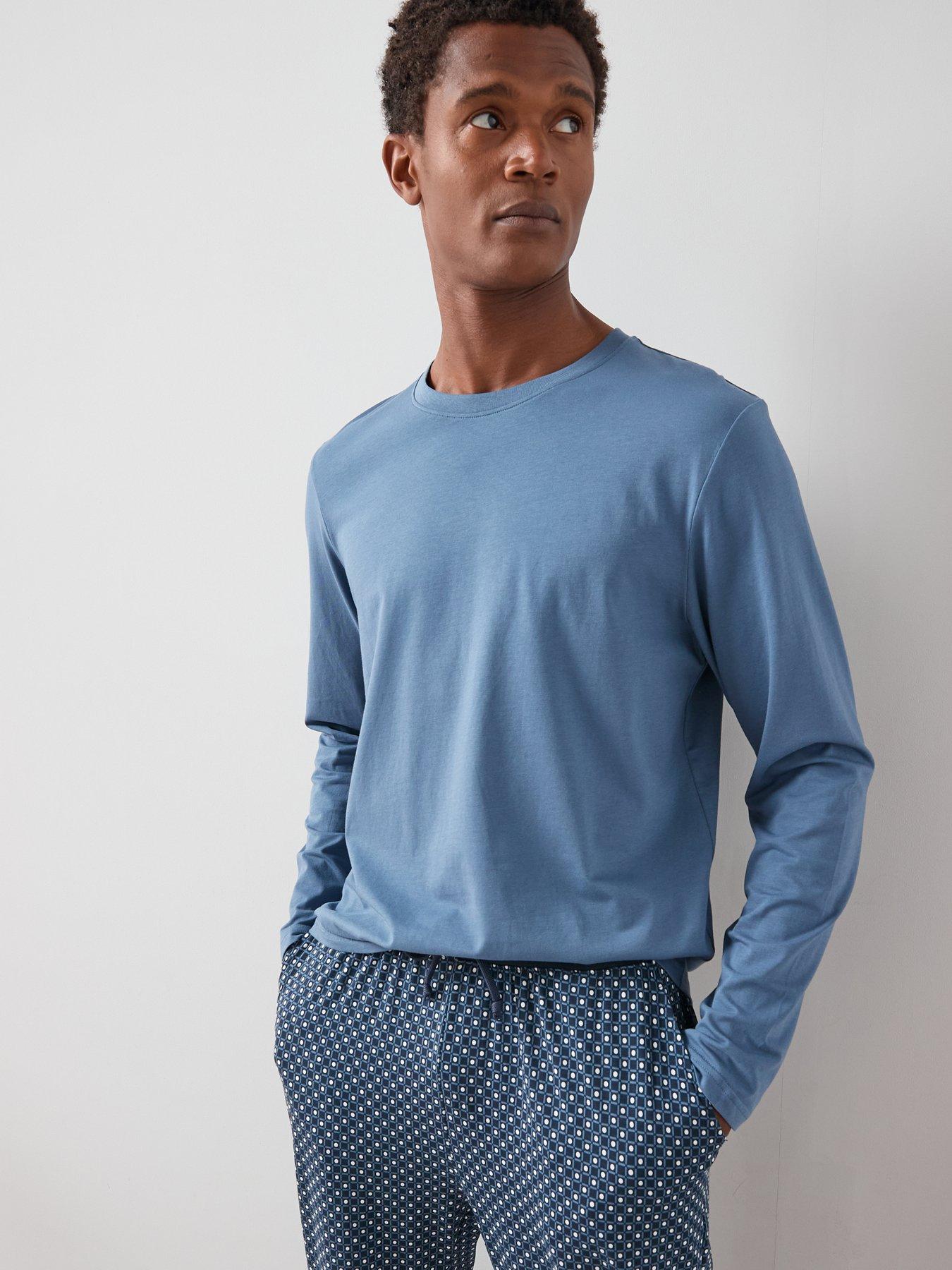 Image 5 of 6 of Very Man Geo Print Long Sleeve Pyjama Set - Navy