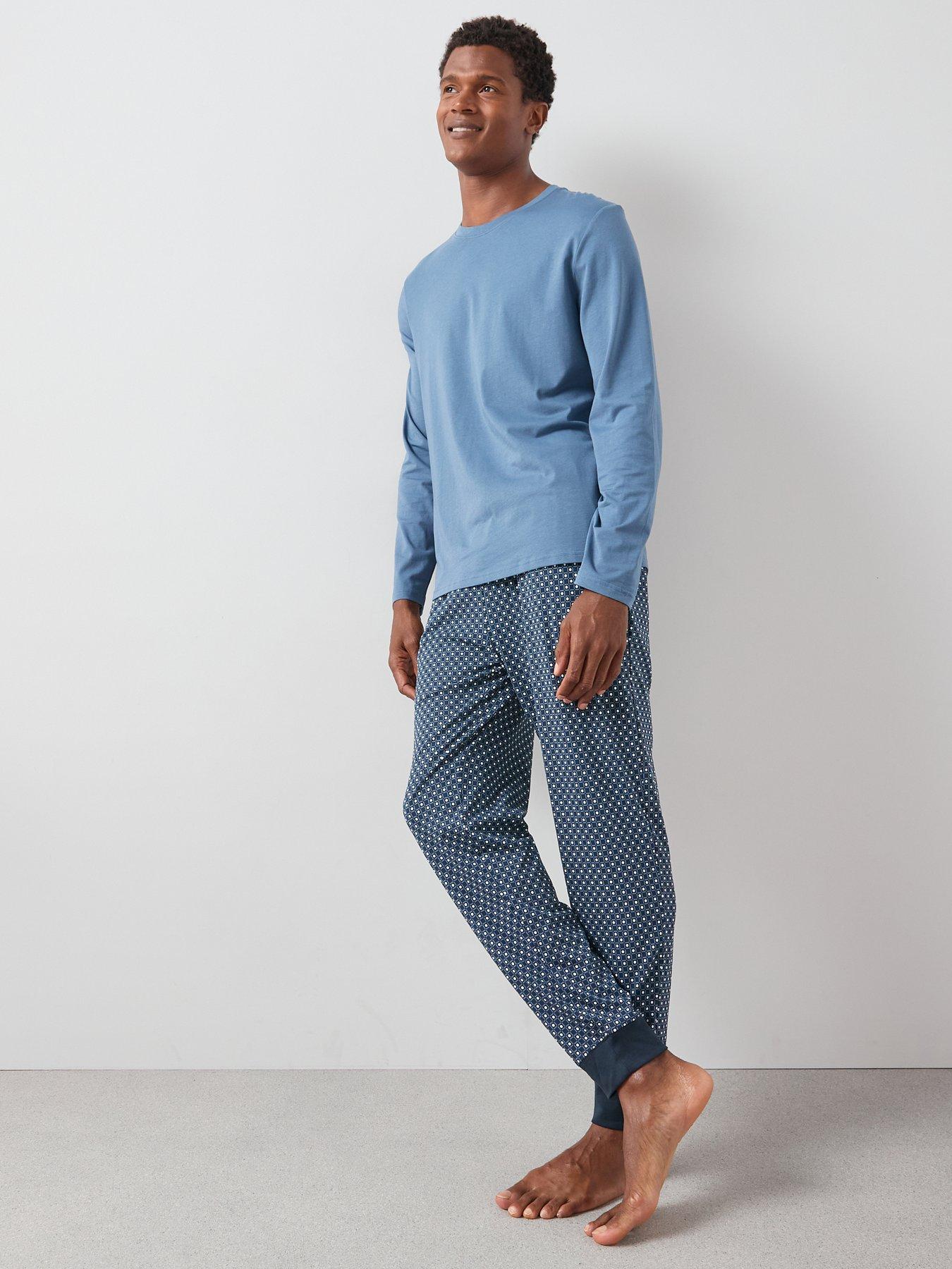 Image 6 of 6 of Very Man Geo Print Long Sleeve Pyjama Set - Navy