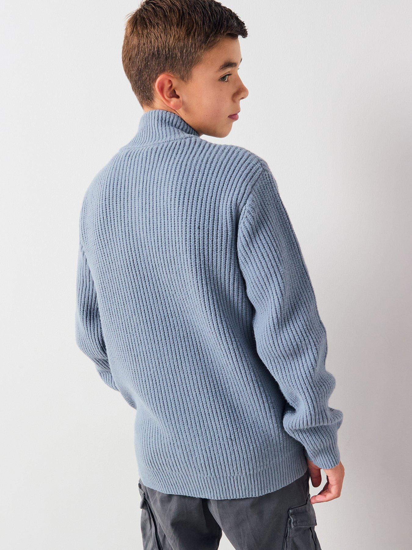 Image 2 of 6 of V by Very Boys Zip Through Knitted Cardigan - Blue
