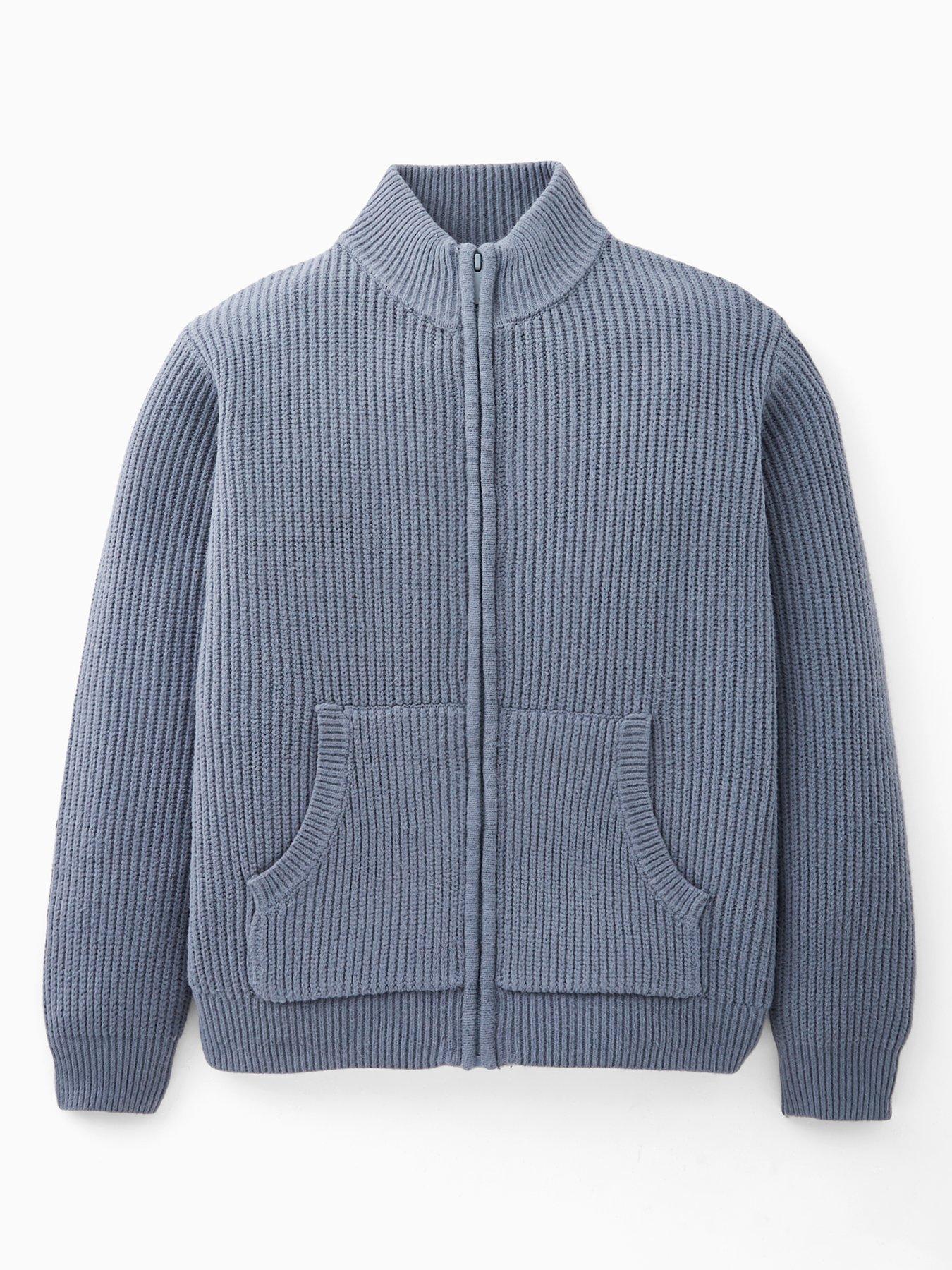 V by Very Boys Zip Through Knitted Cardigan - Navy