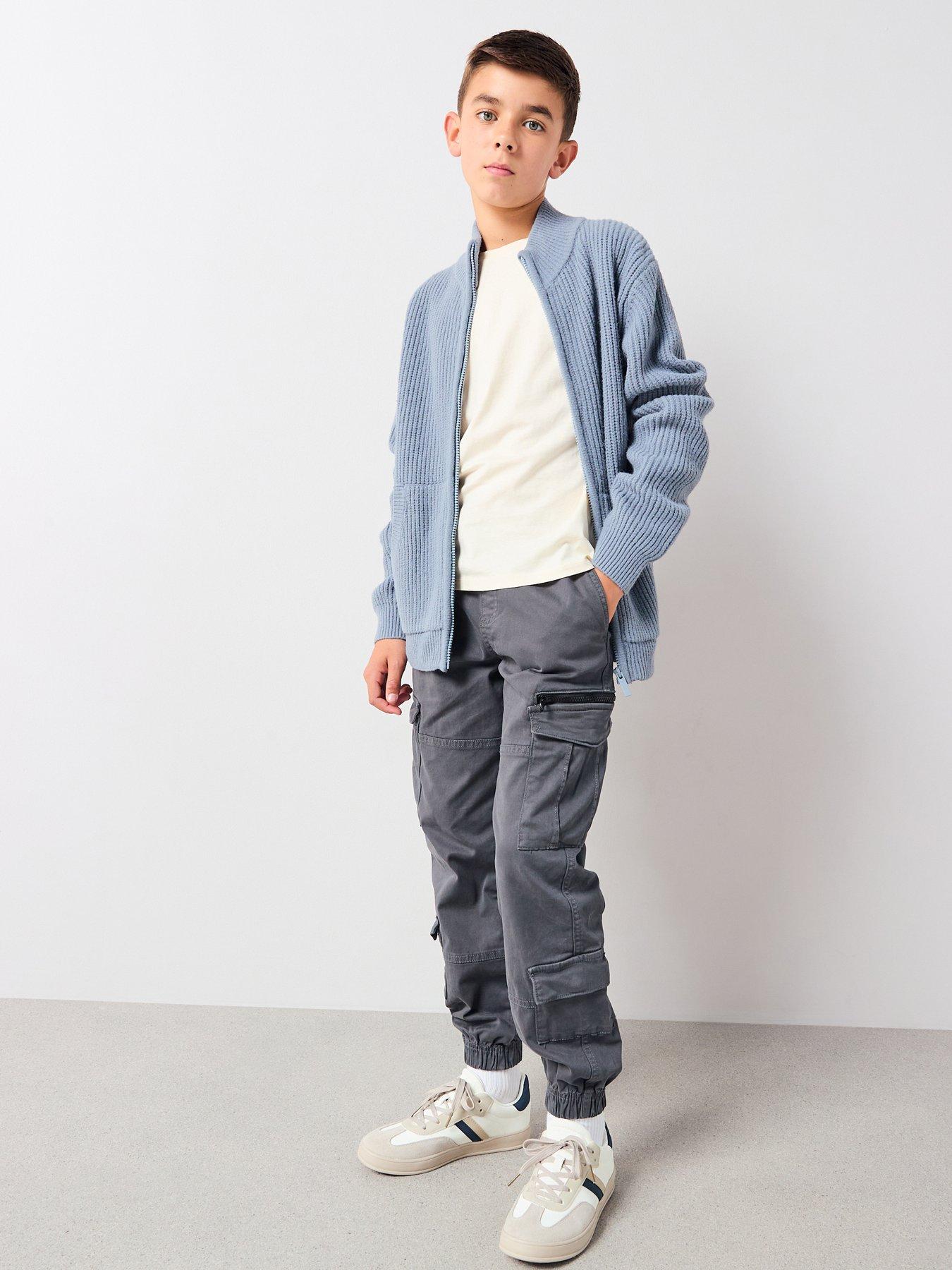 Image 3 of 6 of V by Very Boys Zip Through Knitted Cardigan - Blue