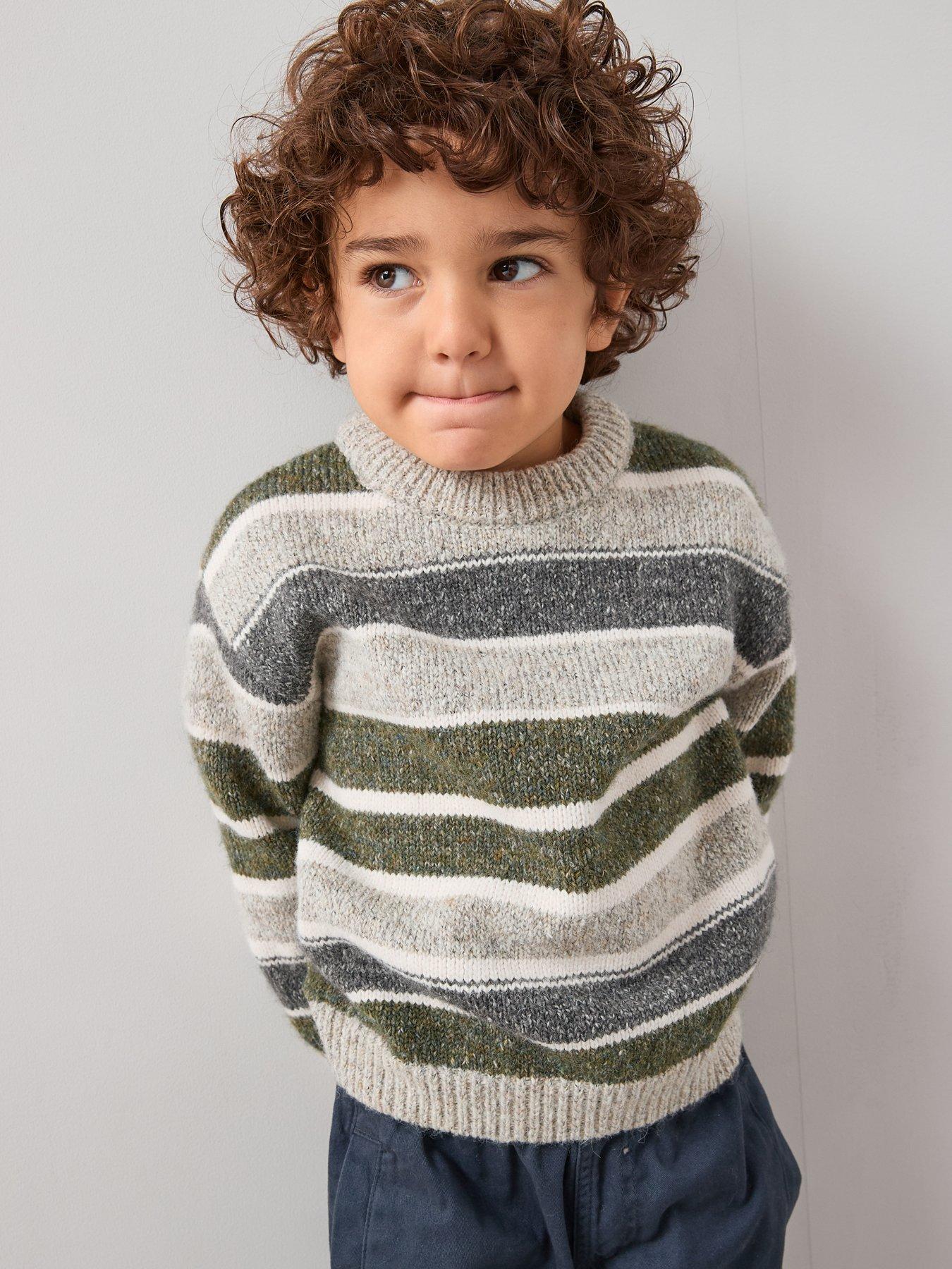 undefined Boys Drop Shoulder Knitted Jumper - Green