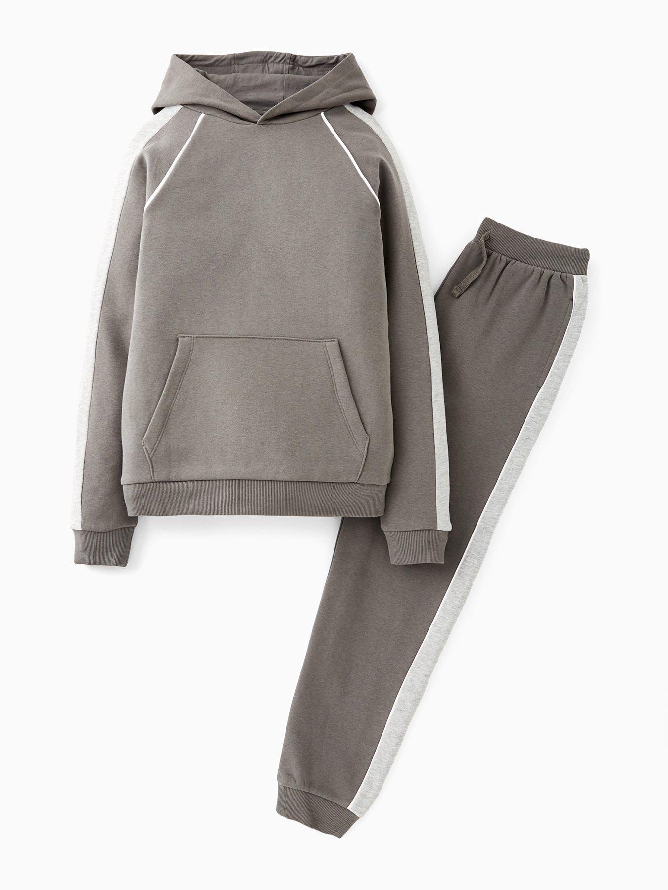V by Very Boys Stripe Elevated Tracksuit Set - Grey