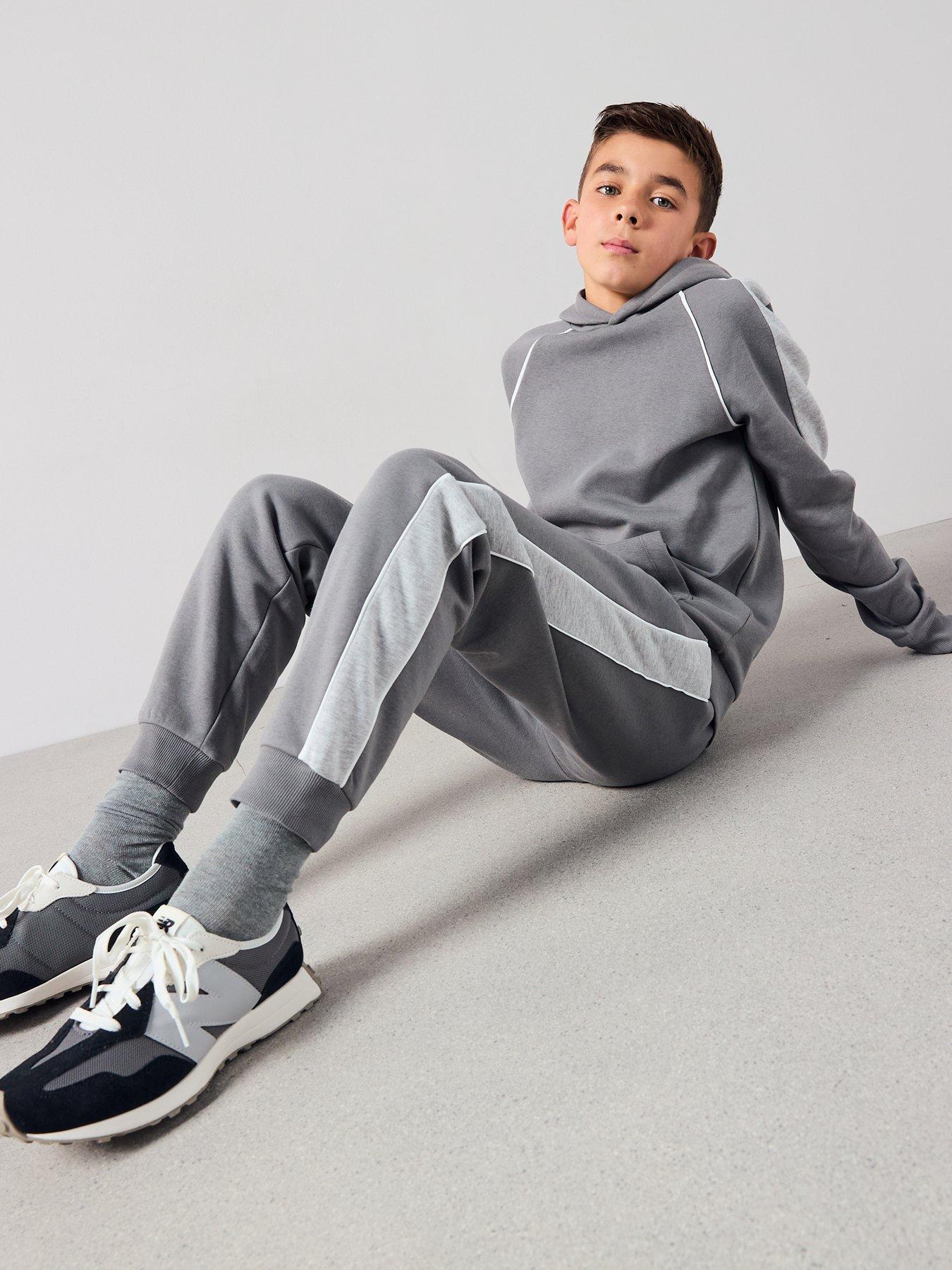 Image 3 of 6 of The Very Collection Boys Stripe Elevated Tracksuit Set - Grey