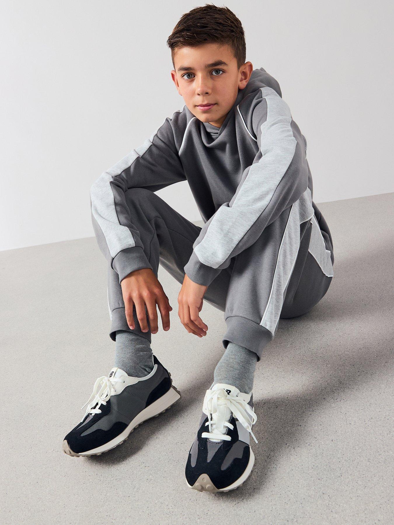 Image 4 of 6 of The Very Collection Boys Stripe Elevated Tracksuit Set - Grey
