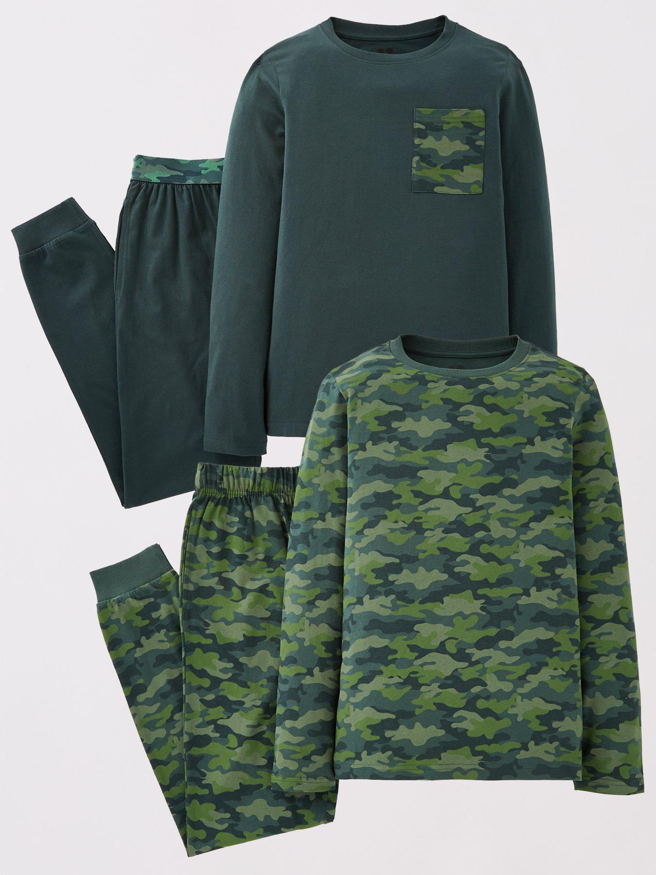 V by Very Boys 2 Pack Pyjama Set - Khaki