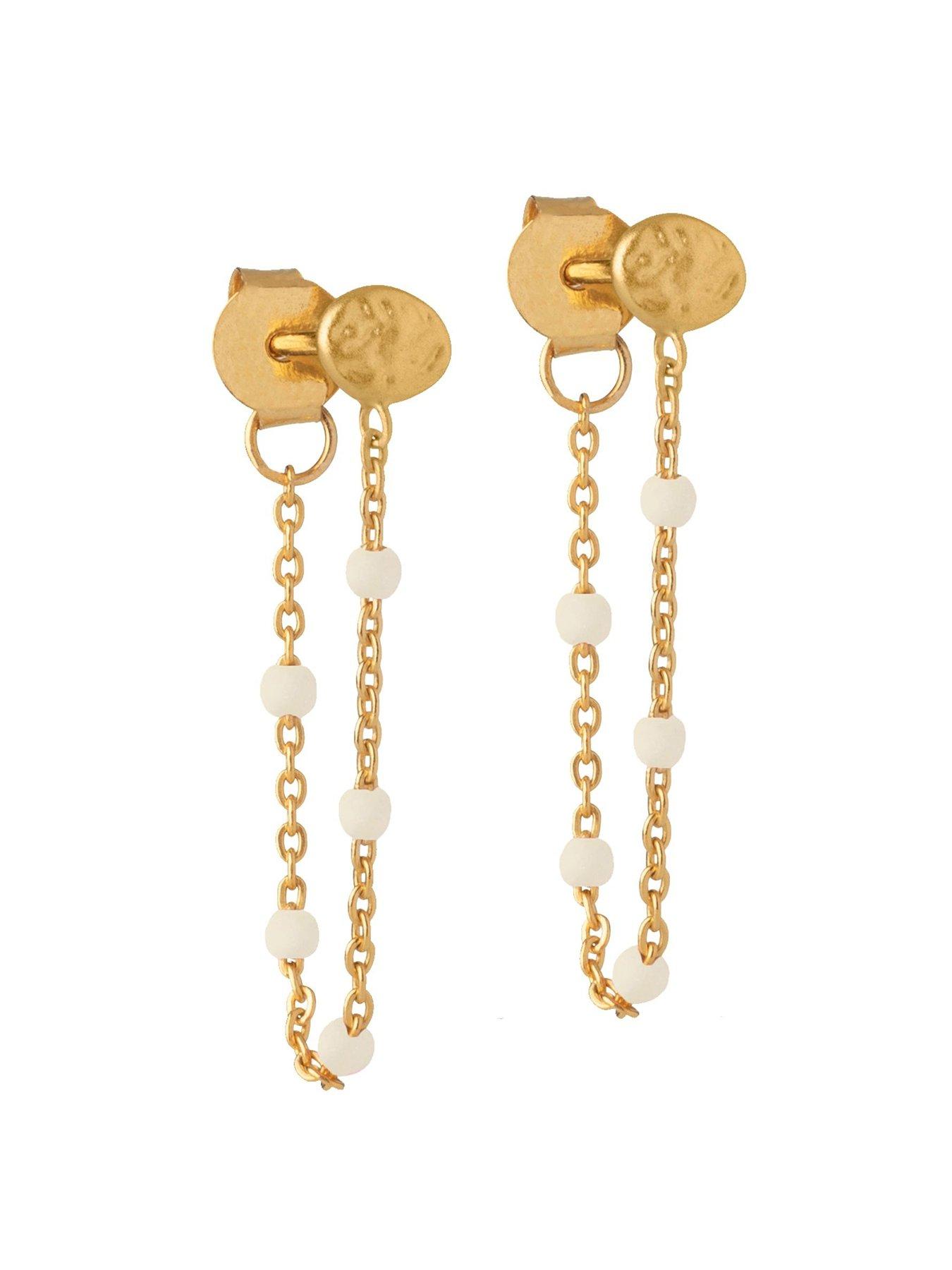 Product photograph of Enamel Copenhagen Lola Daisy Gold Plated Sterling Silver Earrings from very.co.uk