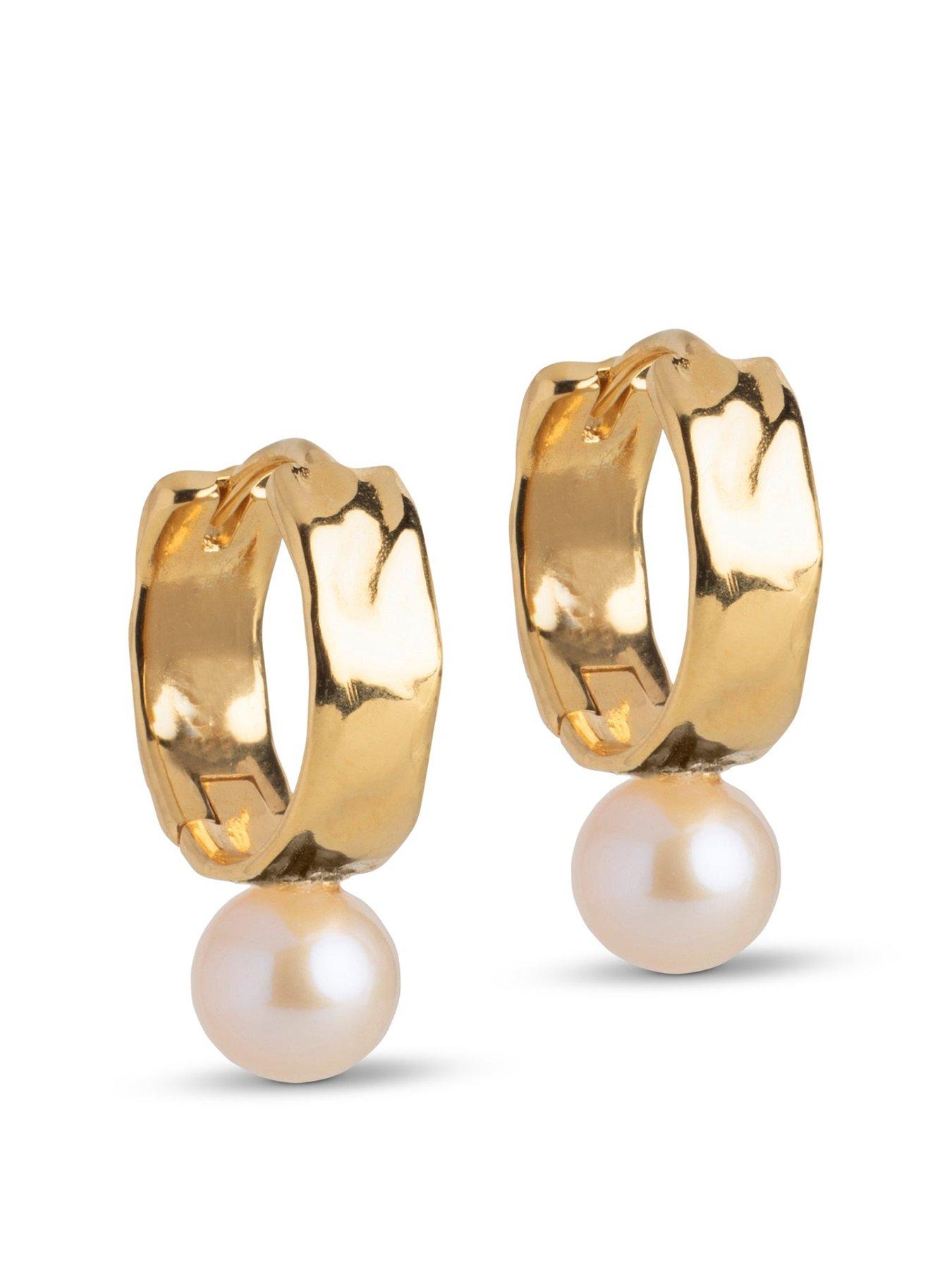 undefined Avaya Gold Plated Sterling Silver Pearl Hoops
